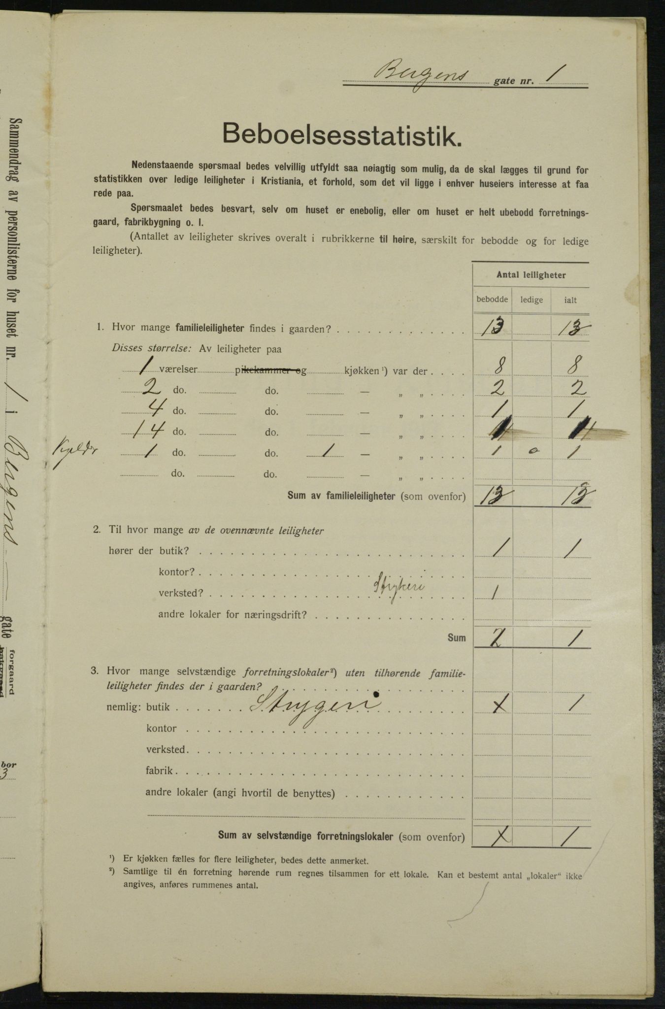 OBA, Municipal Census 1913 for Kristiania, 1913, p. 3534