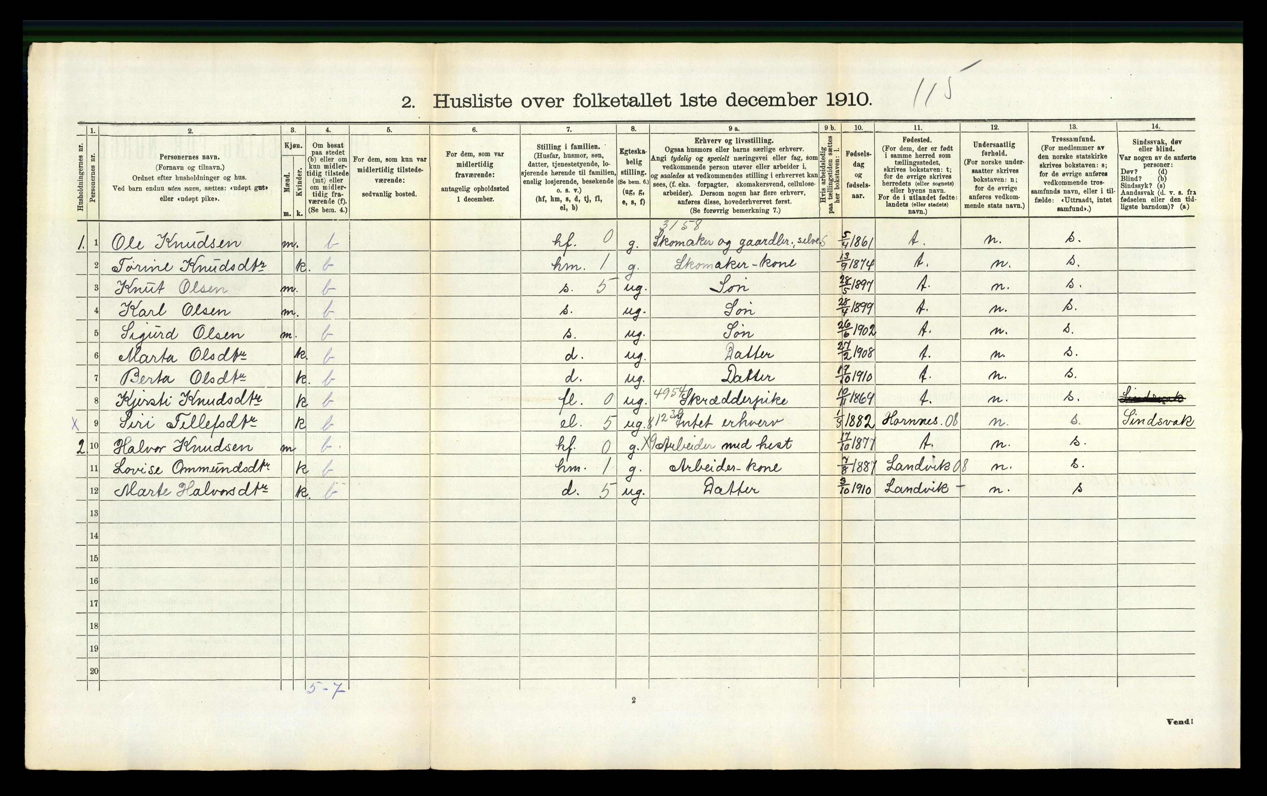 RA, 1910 census for Herefoss, 1910, p. 62