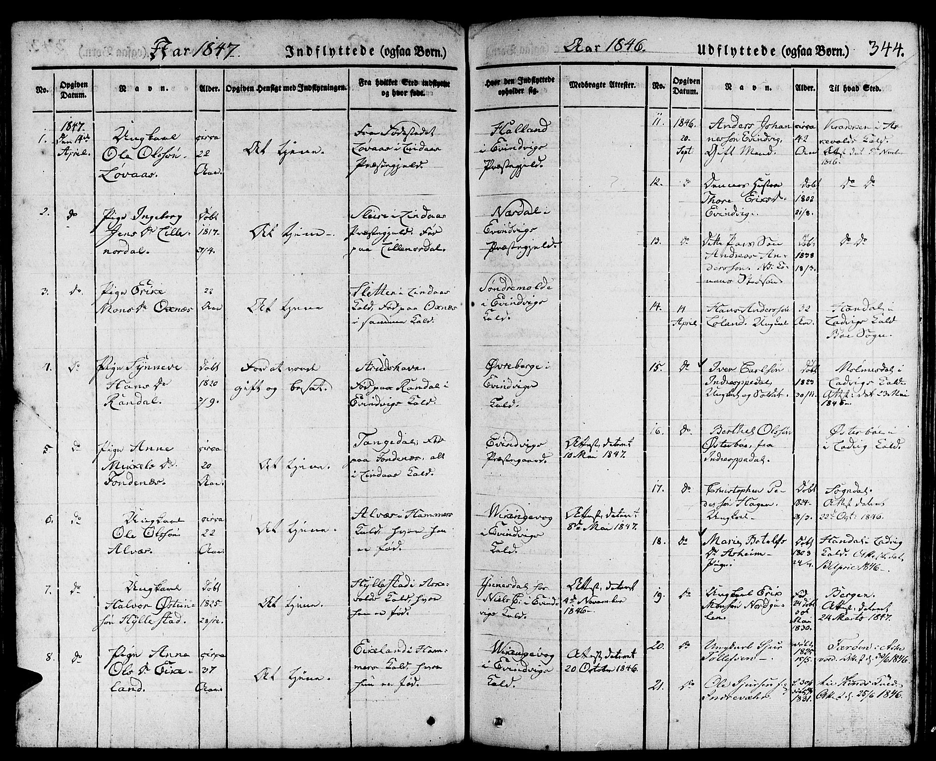 Gulen sokneprestembete, AV/SAB-A-80201/H/Haa/Haaa/L0020: Parish register (official) no. A 20, 1837-1847, p. 344