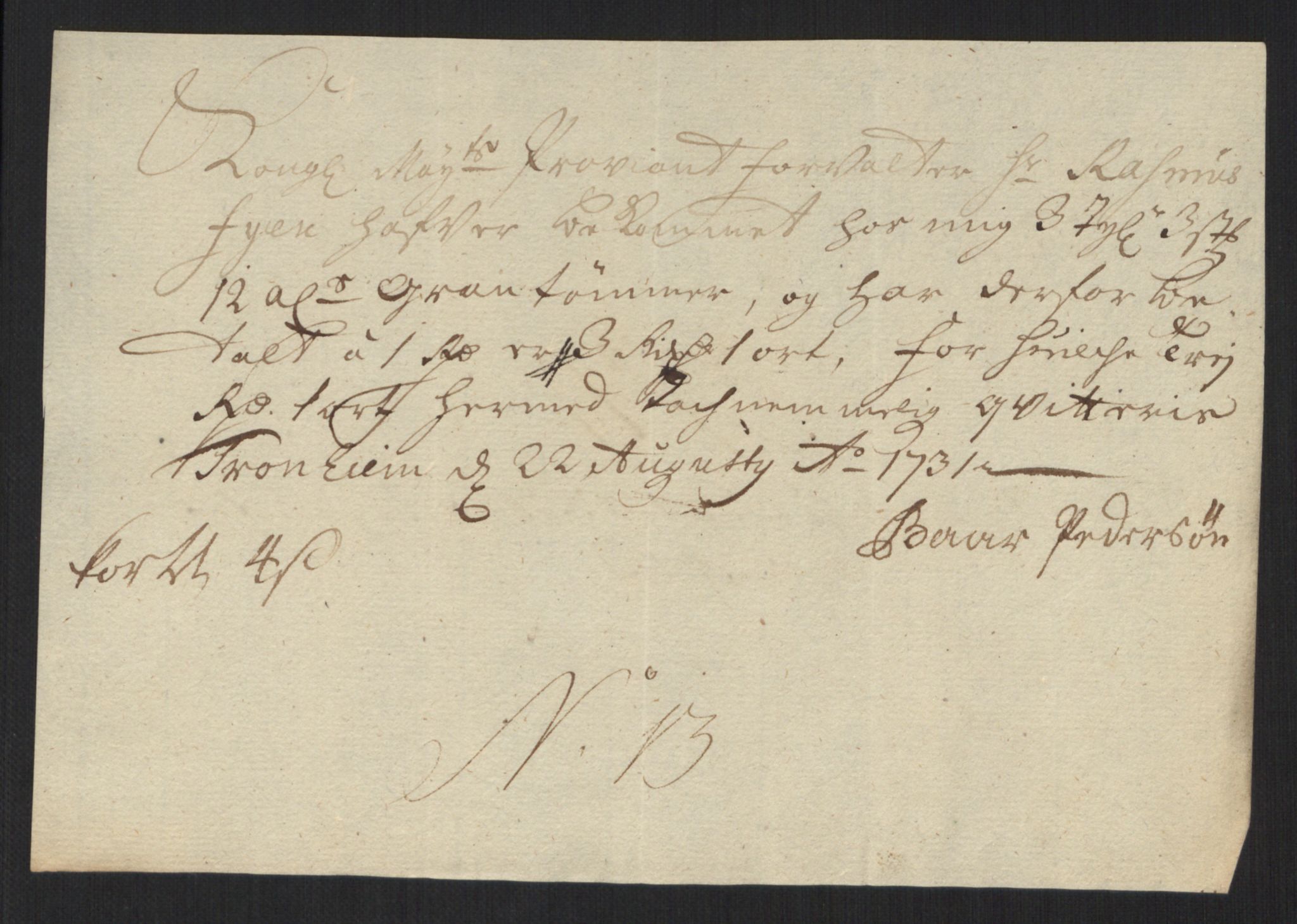 Rentekammeret inntil 1814, Reviderte regnskaper, Militære regnskaper, AV/RA-EA-4069/Rd/L0649: Trondheim festningsregnskaper, 1731