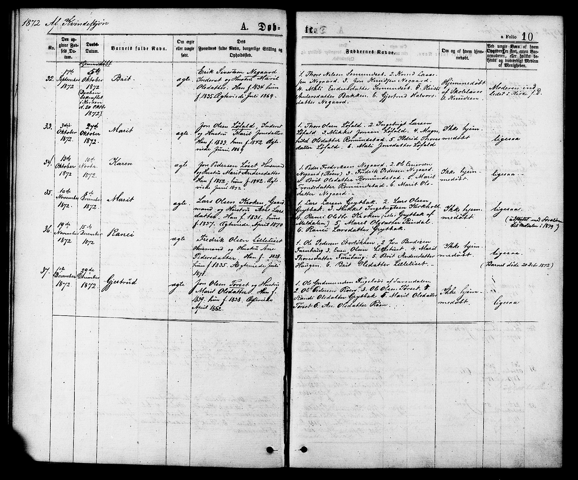 Ministerialprotokoller, klokkerbøker og fødselsregistre - Møre og Romsdal, SAT/A-1454/598/L1068: Parish register (official) no. 598A02, 1872-1881, p. 10
