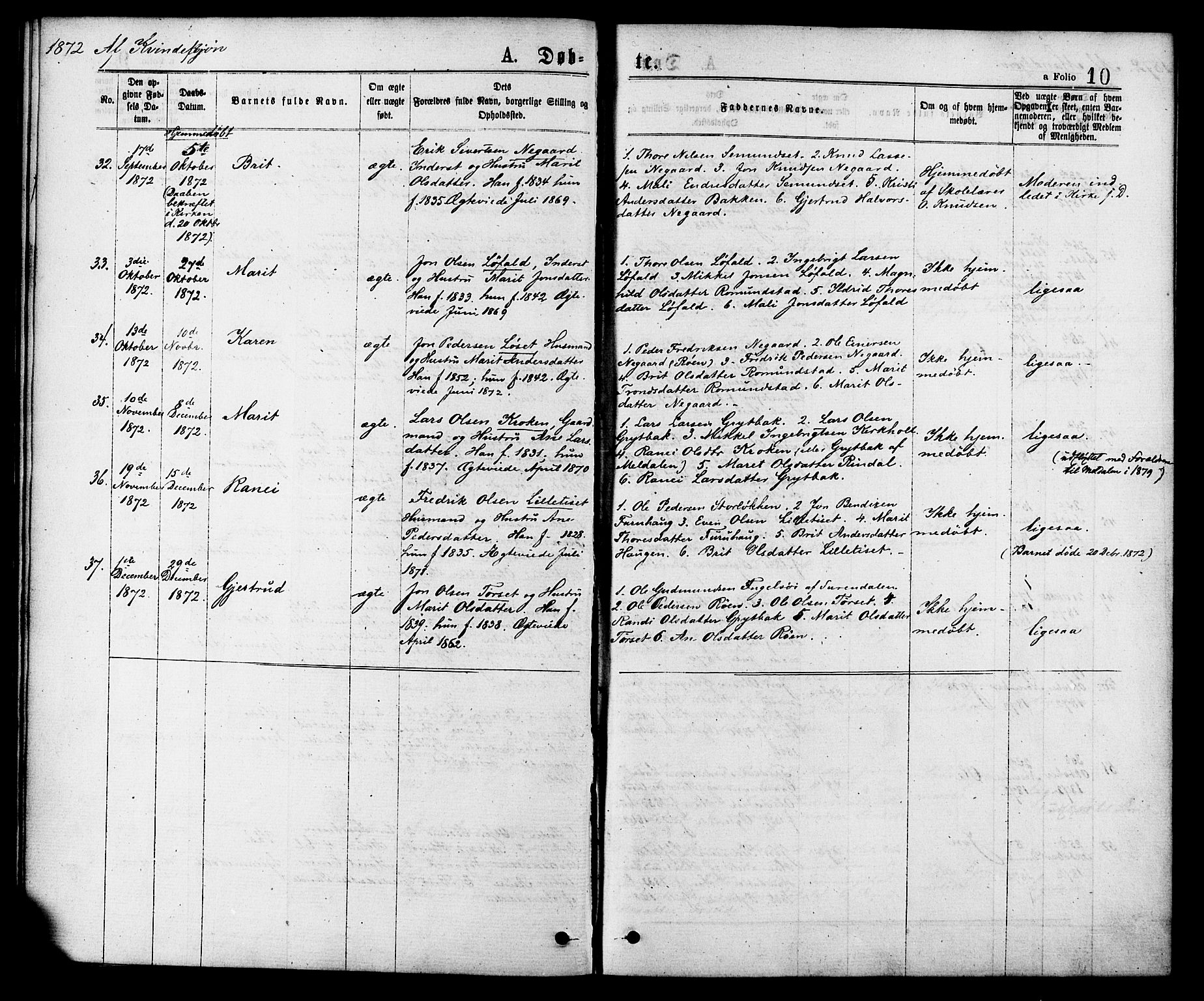 Ministerialprotokoller, klokkerbøker og fødselsregistre - Møre og Romsdal, AV/SAT-A-1454/598/L1068: Parish register (official) no. 598A02, 1872-1881, p. 10