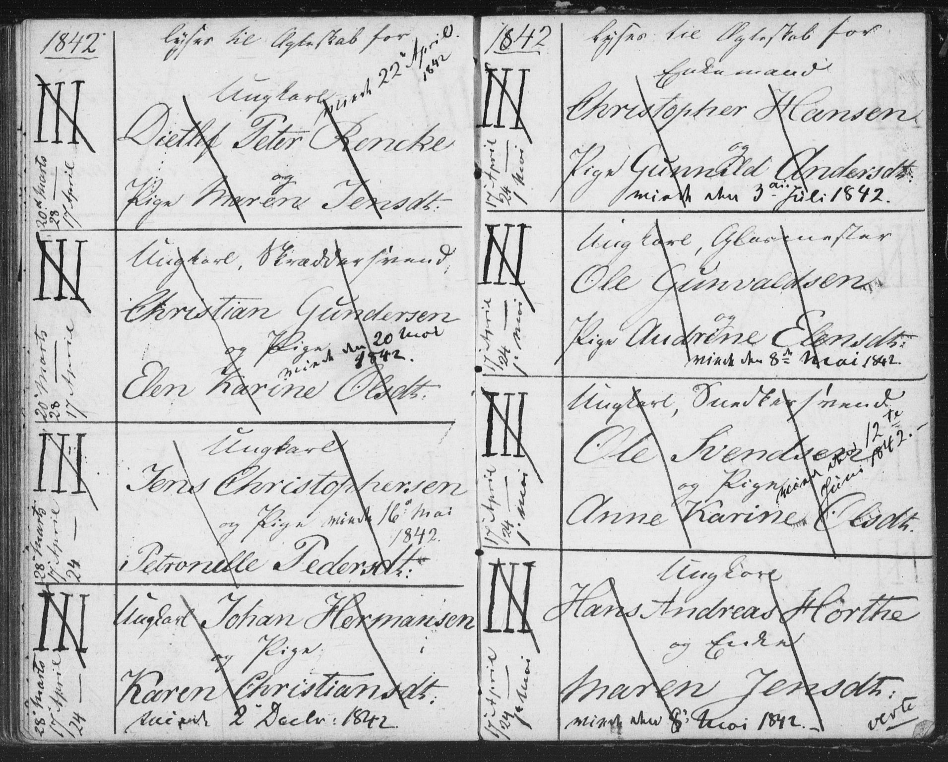 Bragernes kirkebøker, SAKO/A-6/H/Ha/L0002: Banns register no. 2, 1832-1846