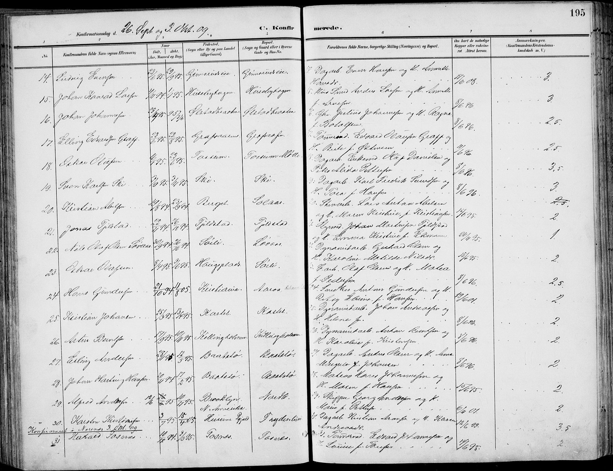 Røyken kirkebøker, AV/SAKO-A-241/F/Fa/L0009: Parish register (official) no. 9, 1898-1911, p. 195