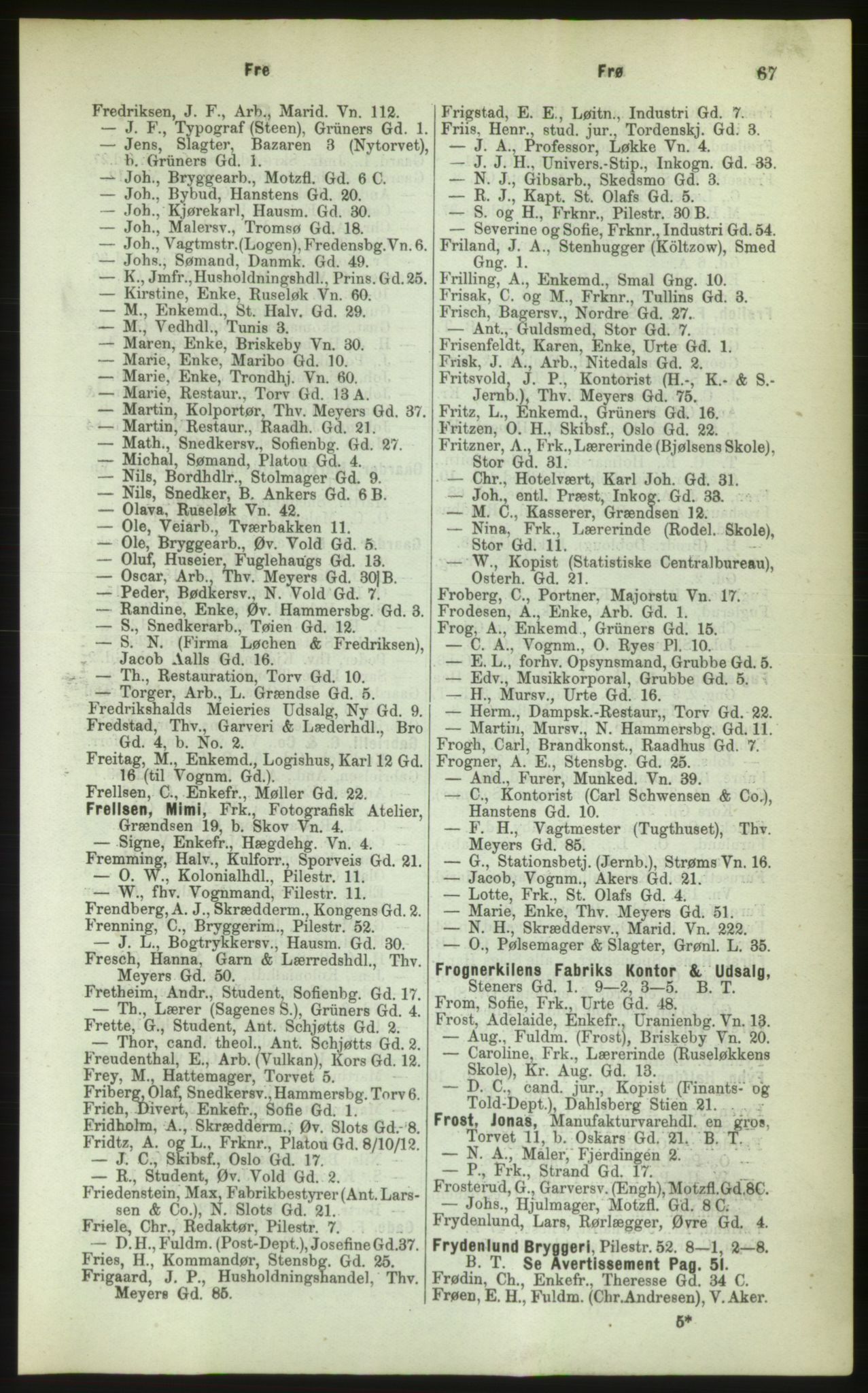 Kristiania/Oslo adressebok, PUBL/-, 1883, p. 67