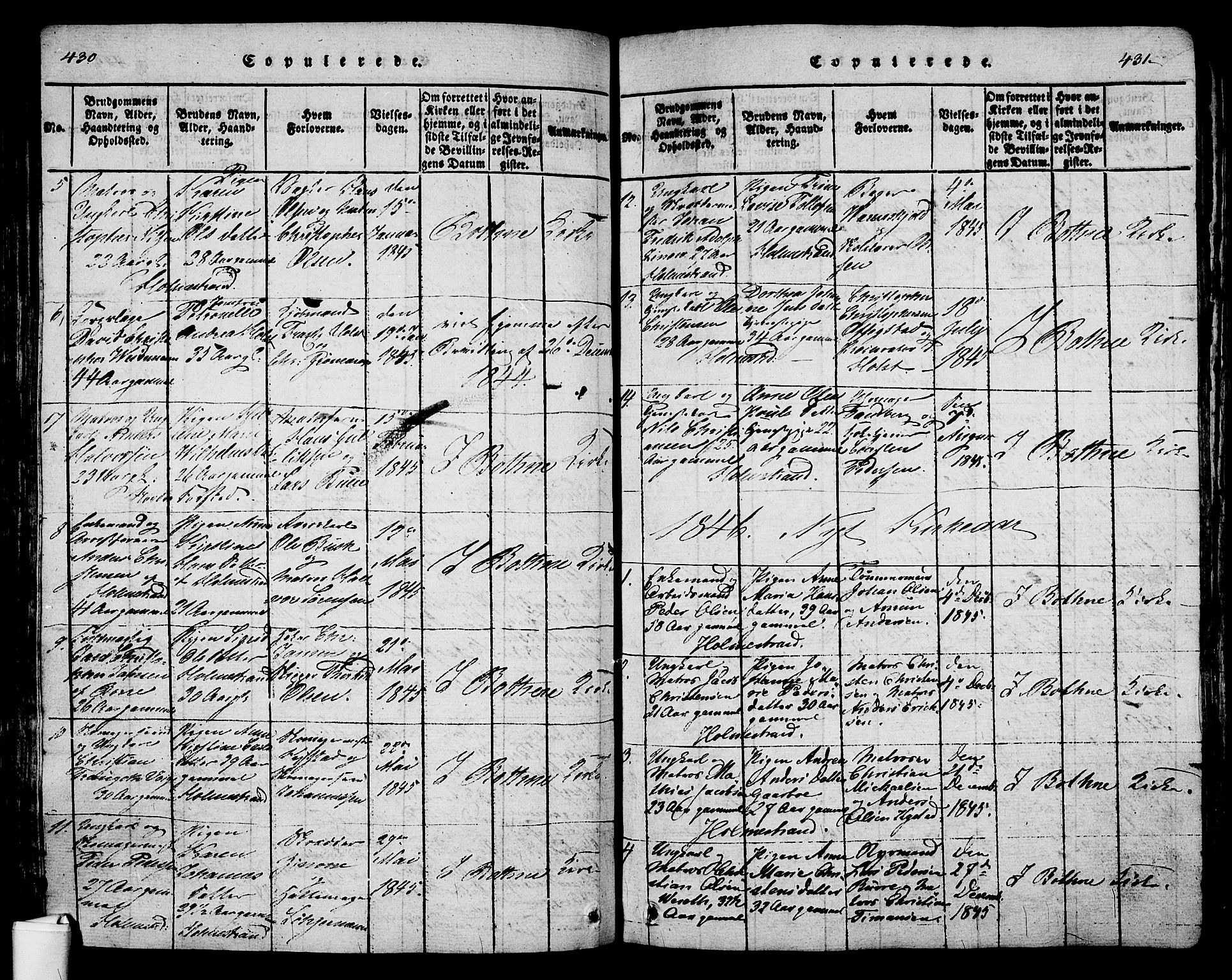 Holmestrand kirkebøker, SAKO/A-346/G/Ga/L0001: Parish register (copy) no. 1, 1814-1848, p. 430-431