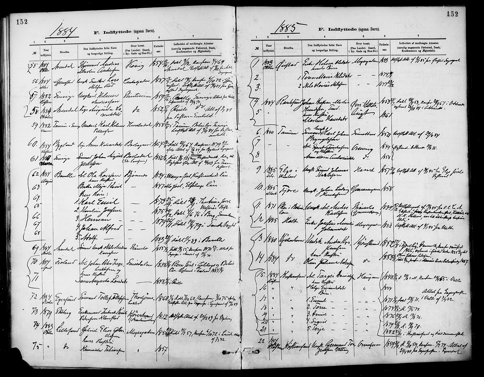 Barbu sokneprestkontor, AV/SAK-1111-0003/F/Fa/L0003: Parish register (official) no. A 3, 1883-1898, p. 152