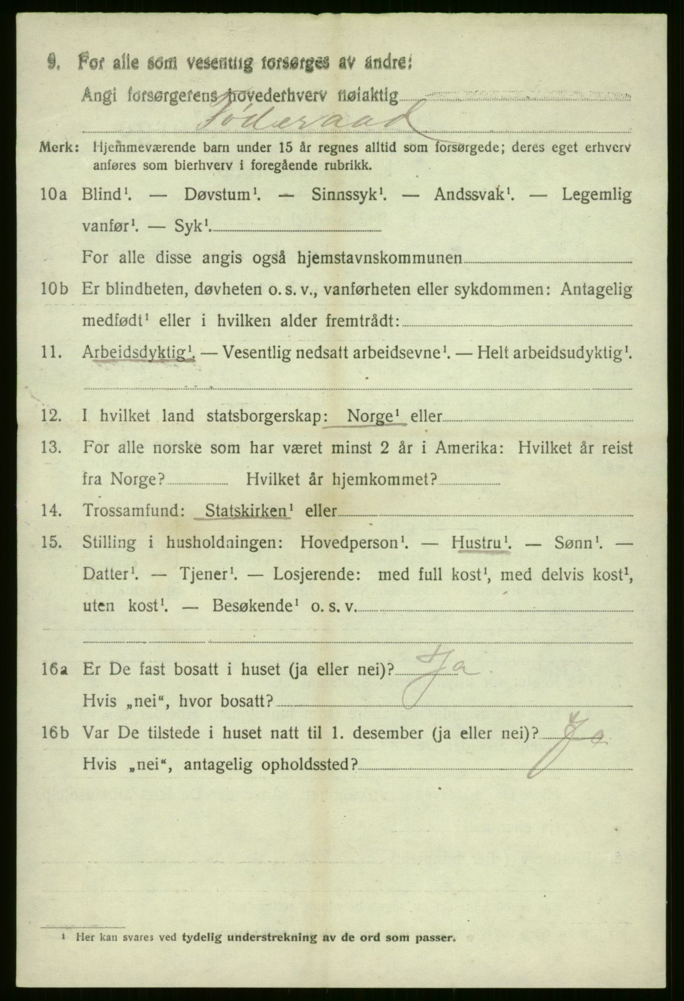 SAB, 1920 census for Evanger, 1920, p. 2318