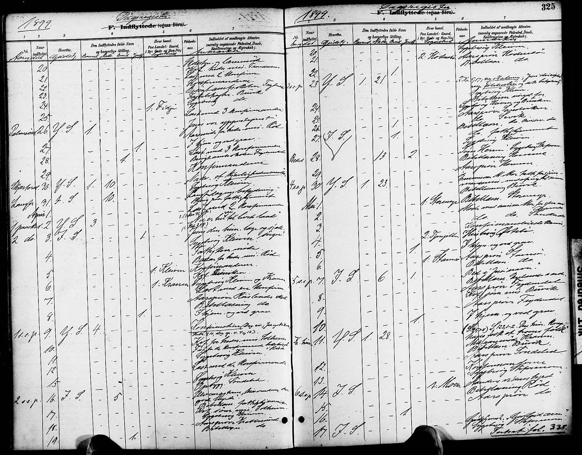 Søndeled sokneprestkontor, AV/SAK-1111-0038/F/Fa/L0005: Parish register (official) no. A 5, 1889-1899, p. 325