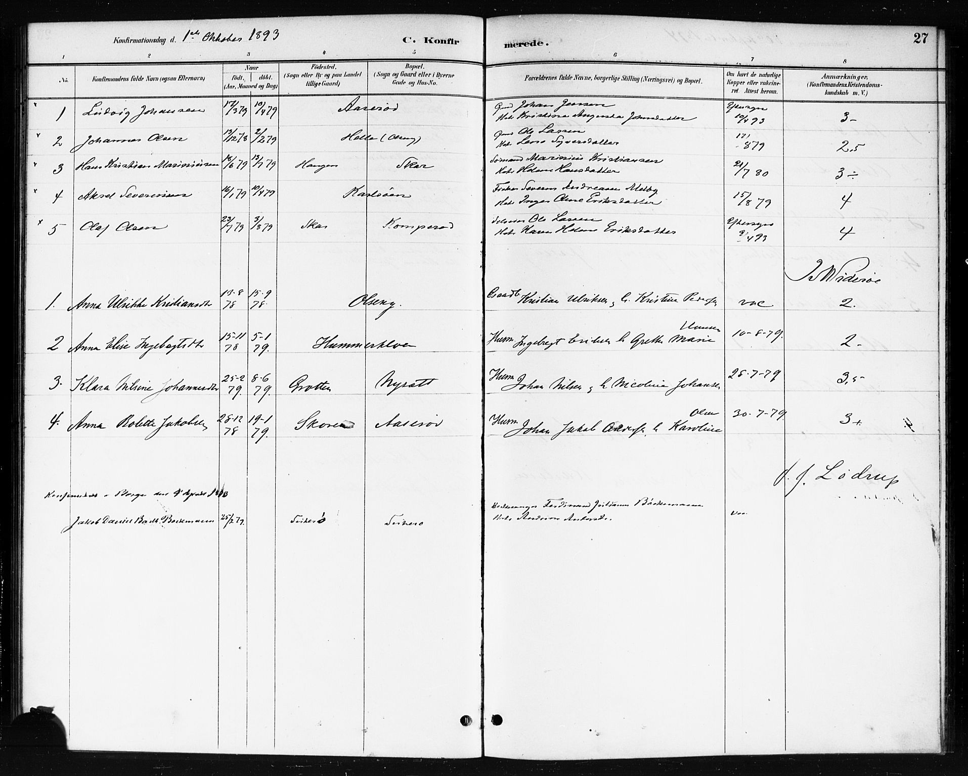 Skjeberg prestekontor Kirkebøker, AV/SAO-A-10923/F/Fb/L0001: Parish register (official) no. II 1, 1886-1894, p. 27