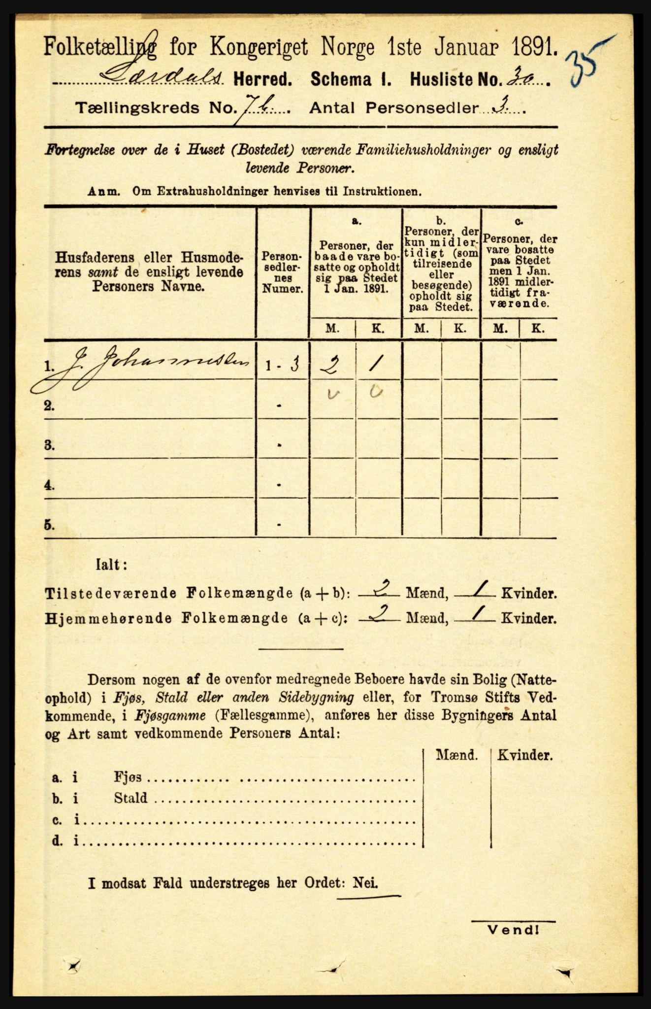 RA, 1891 census for 1422 Lærdal, 1891, p. 1136