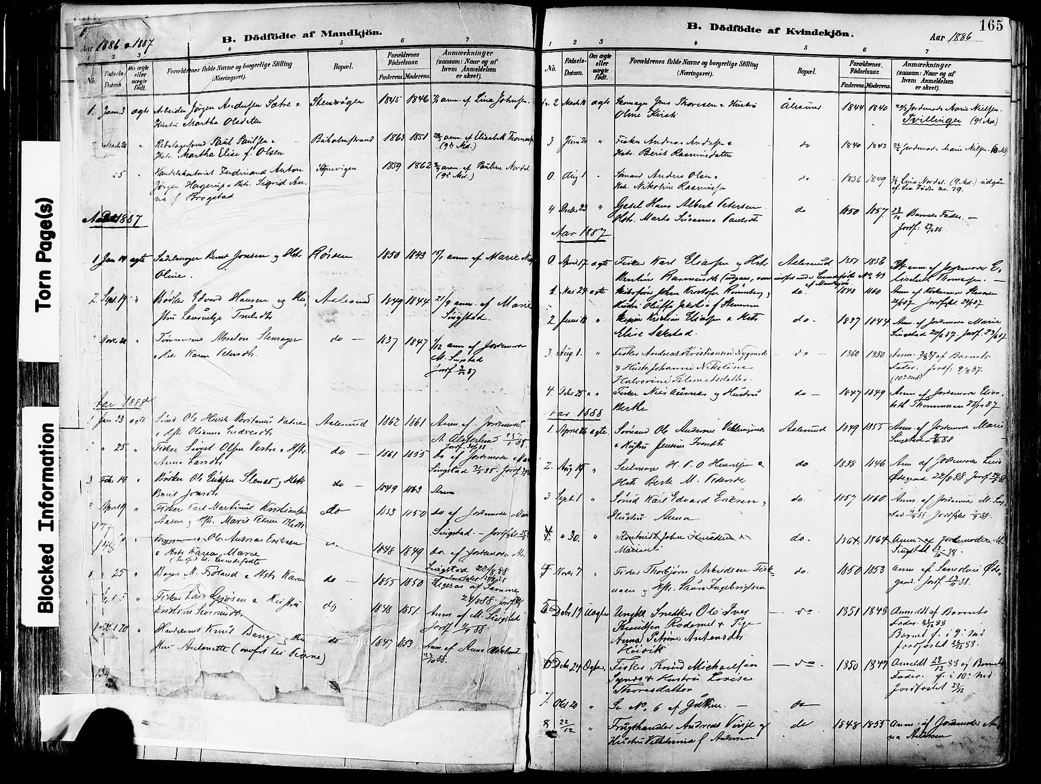 Ministerialprotokoller, klokkerbøker og fødselsregistre - Møre og Romsdal, SAT/A-1454/529/L0455: Parish register (official) no. 529A05, 1885-1893, p. 165