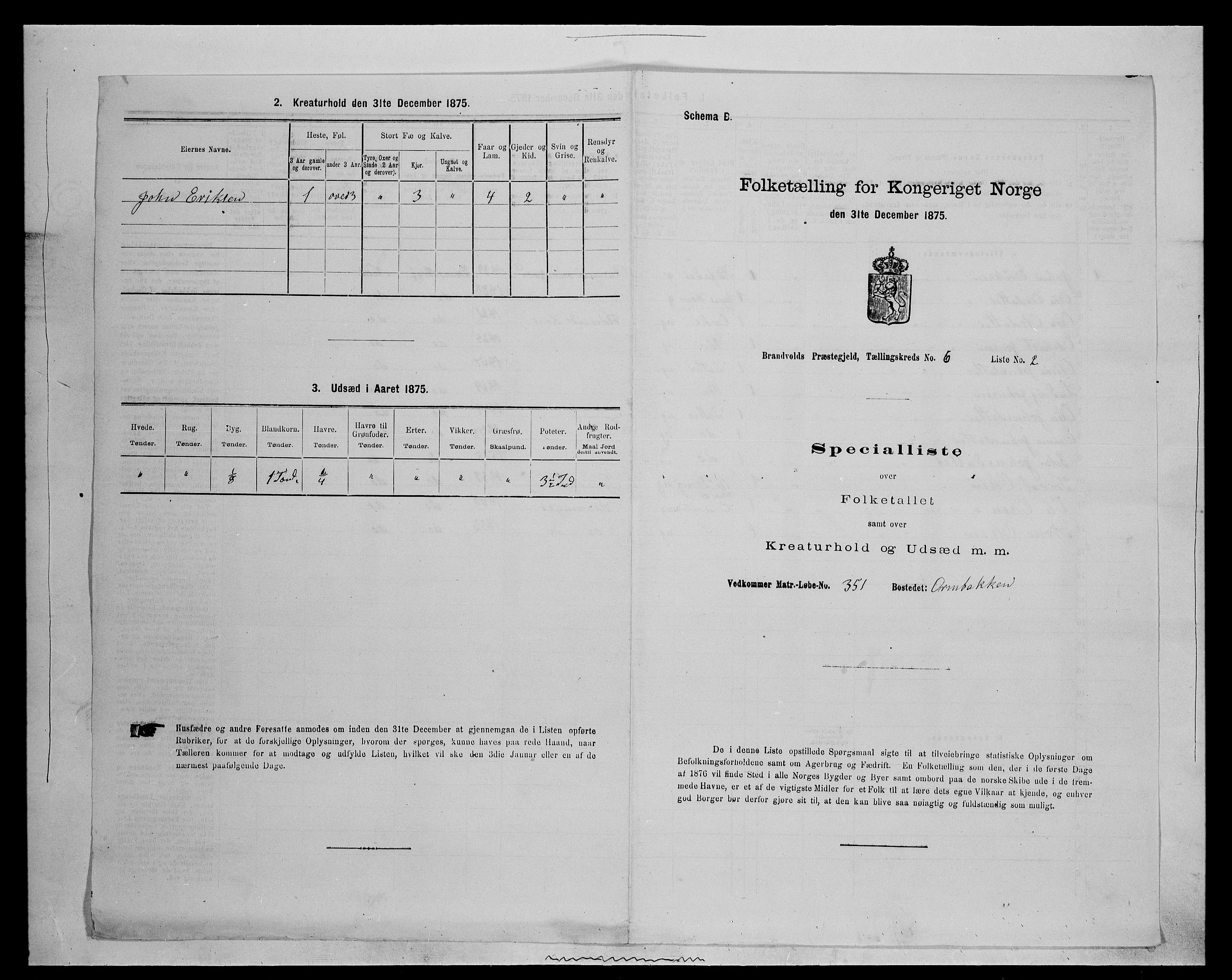 SAH, 1875 census for 0422P Brandval, 1875, p. 1014