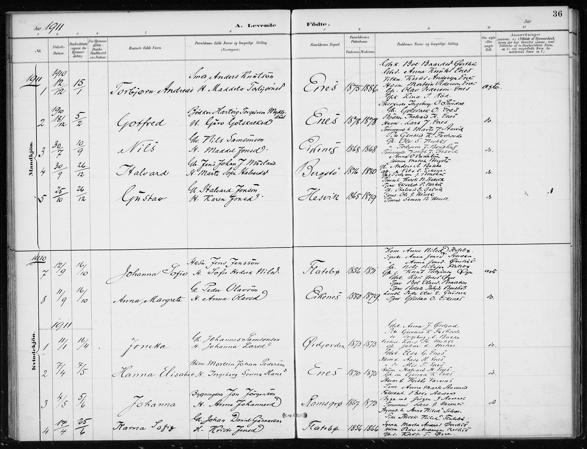 Kvinnherad sokneprestembete, SAB/A-76401/H/Haa: Parish register (official) no. F 1, 1887-1912, p. 36