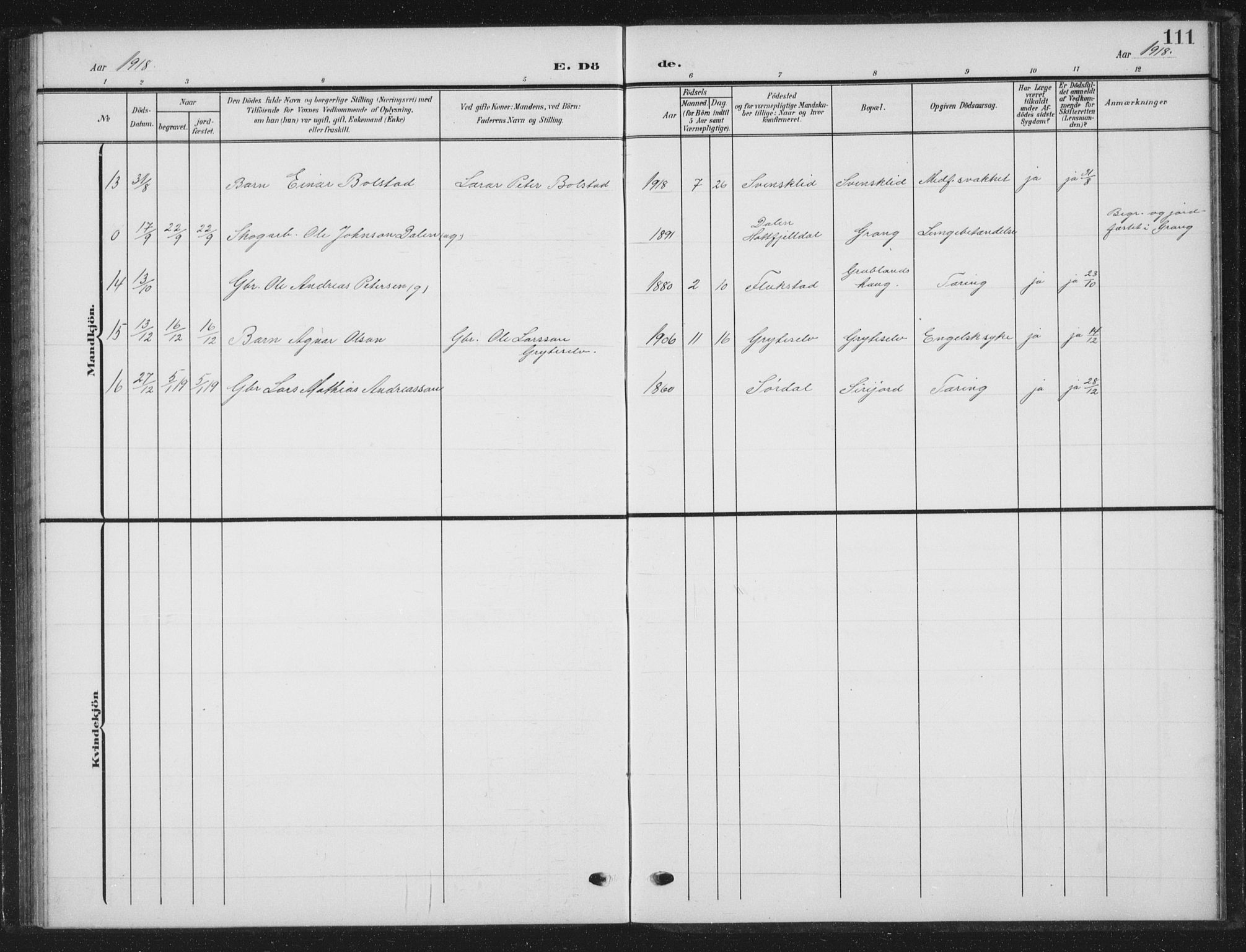 Ministerialprotokoller, klokkerbøker og fødselsregistre - Nordland, AV/SAT-A-1459/823/L0331: Parish register (copy) no. 823C03, 1905-1934, p. 111