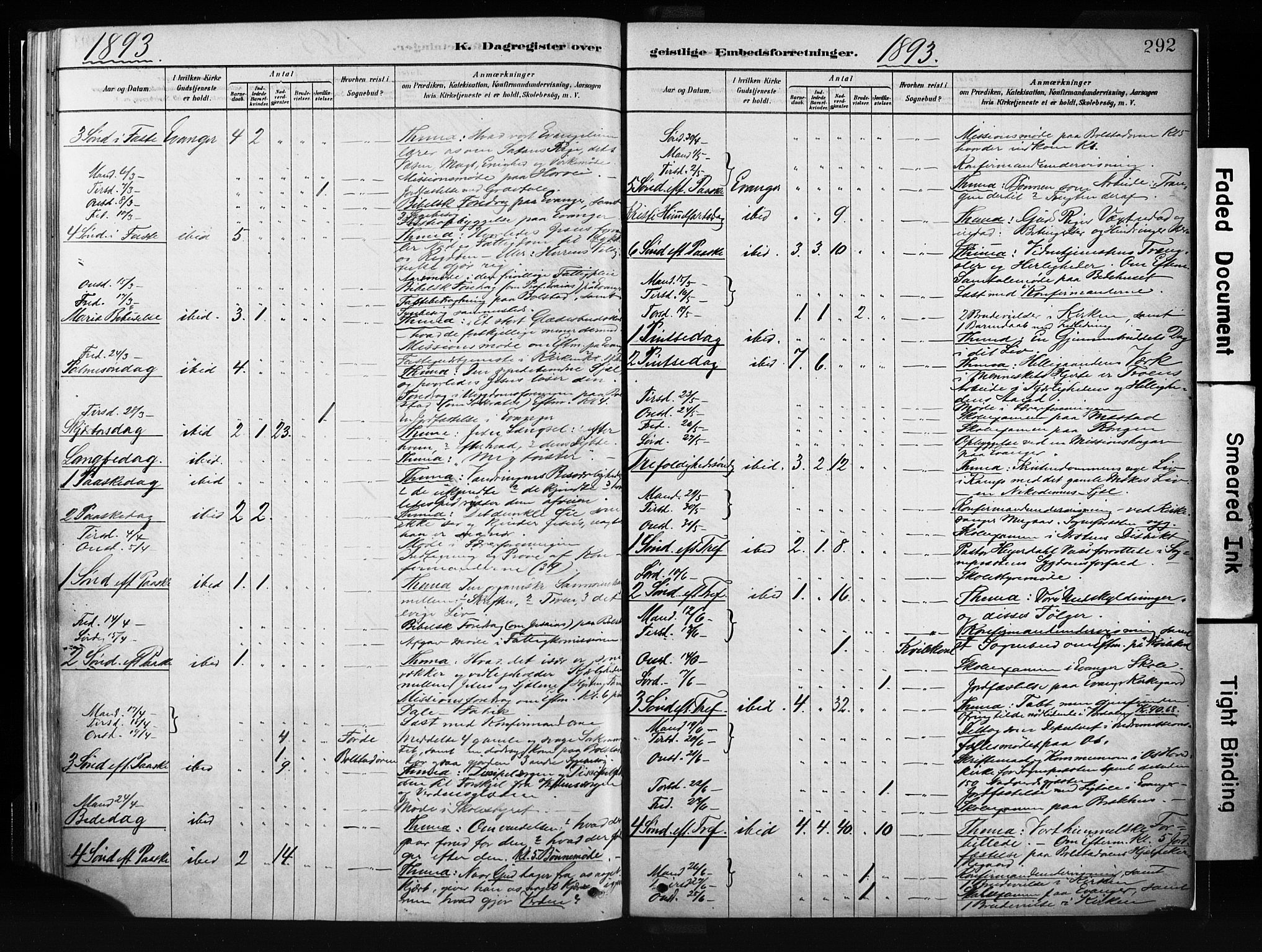 Evanger sokneprestembete, SAB/A-99924: Parish register (official) no. A 1, 1877-1899, p. 292