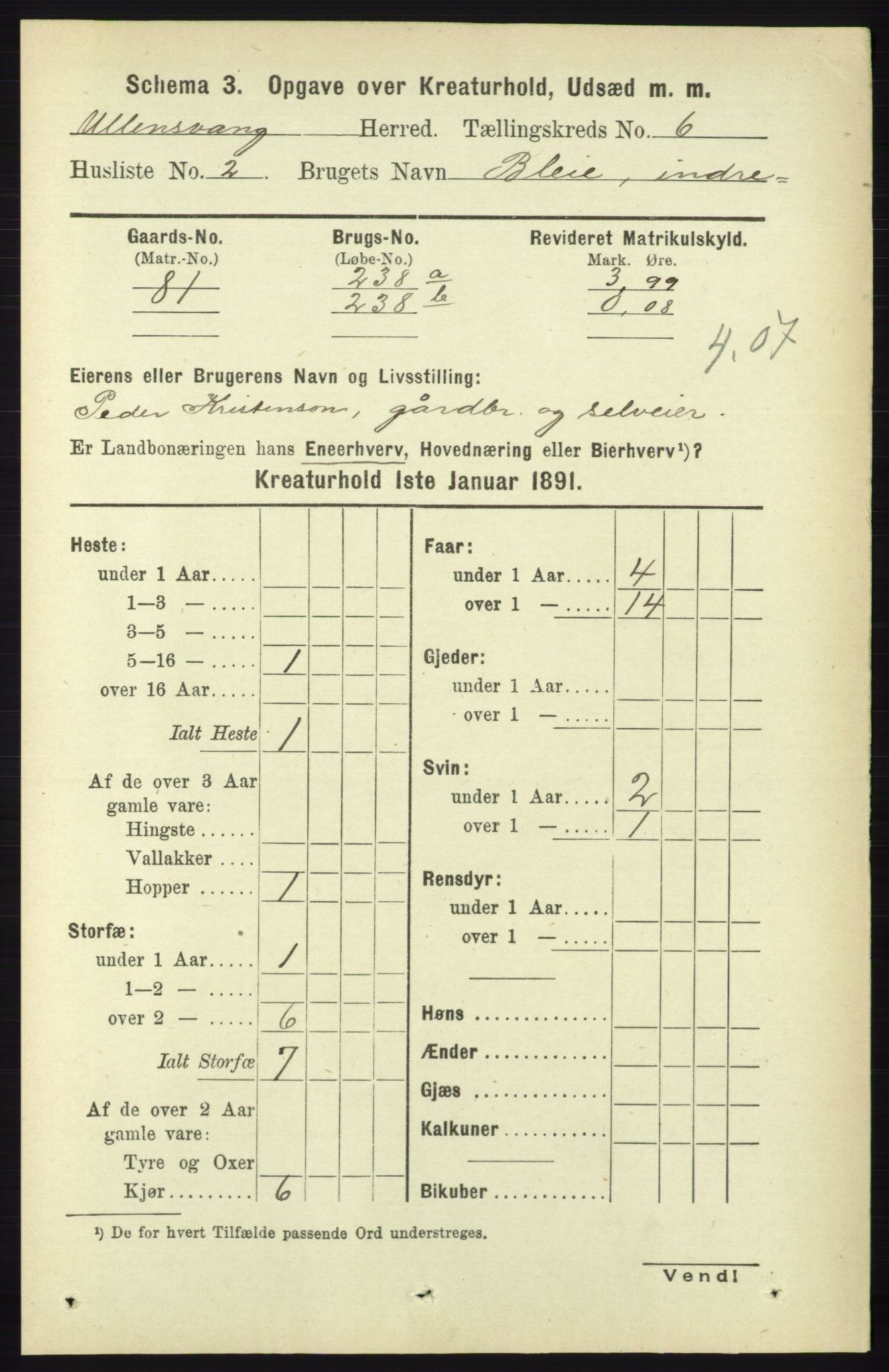 RA, 1891 census for 1230 Ullensvang, 1891, p. 7210