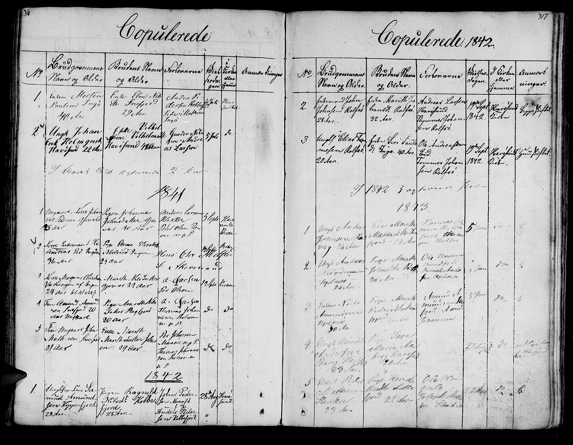 Måsøy sokneprestkontor, SATØ/S-1348/H/Ha/L0001kirke: Parish register (official) no. 1, 1806-1851, p. 316-317