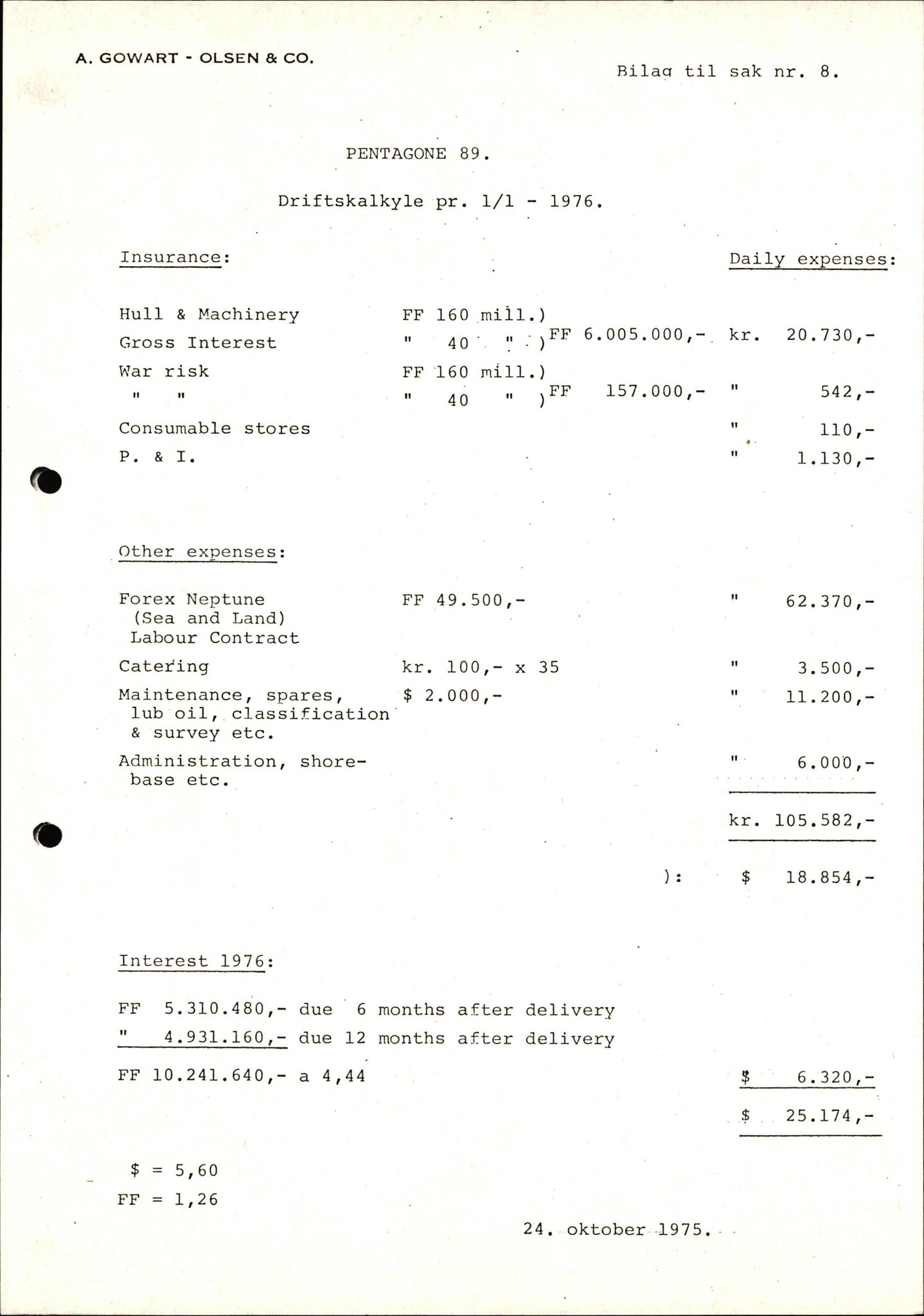 Pa 1503 - Stavanger Drilling AS, AV/SAST-A-101906/2/E/Ea/Eaa/L0003: Sak og korrespondanse, 1974-1984