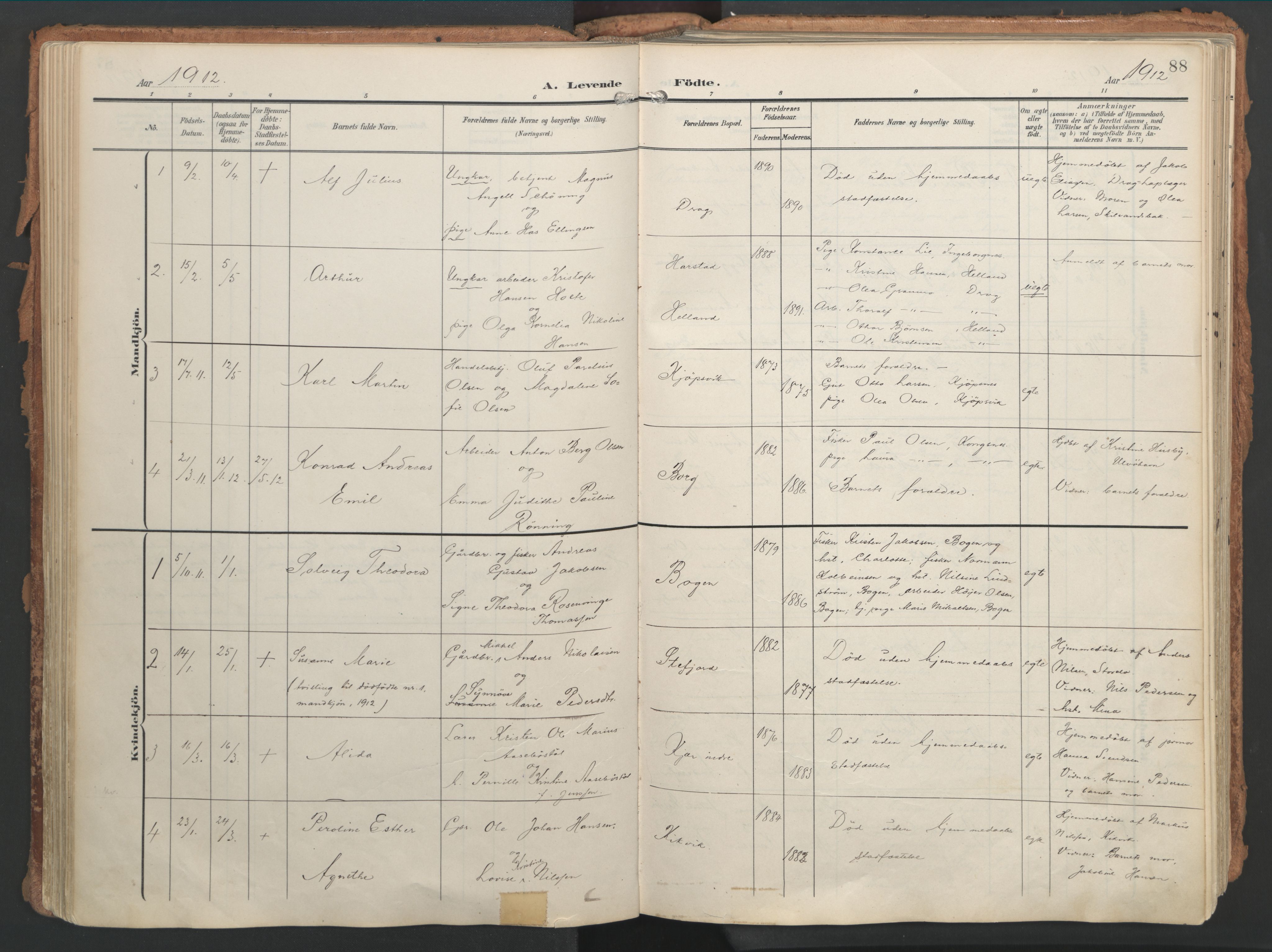 Ministerialprotokoller, klokkerbøker og fødselsregistre - Nordland, AV/SAT-A-1459/861/L0871: Parish register (official) no. 861A06, 1903-1916, p. 88