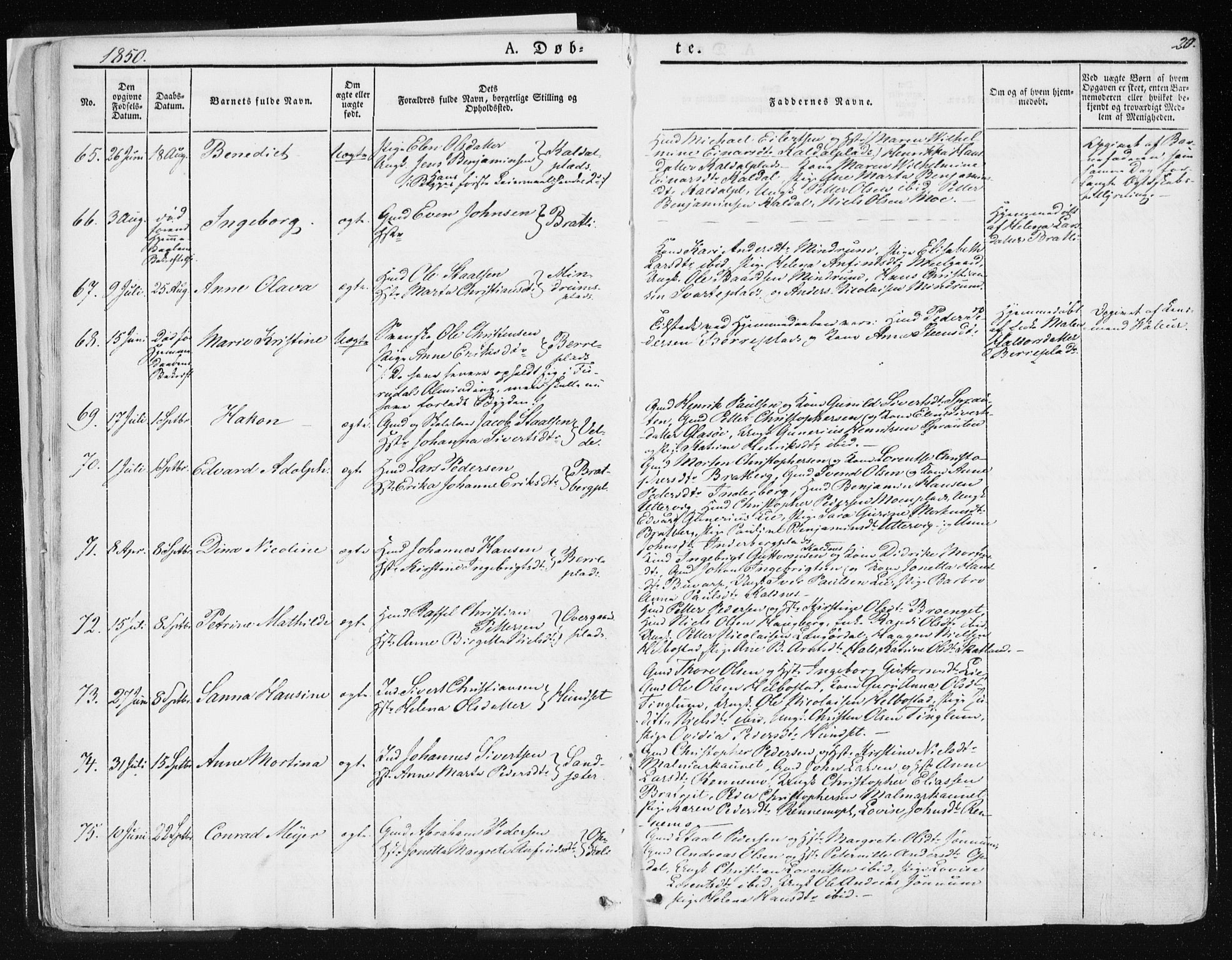 Ministerialprotokoller, klokkerbøker og fødselsregistre - Nord-Trøndelag, SAT/A-1458/741/L0393: Parish register (official) no. 741A07, 1849-1863, p. 20