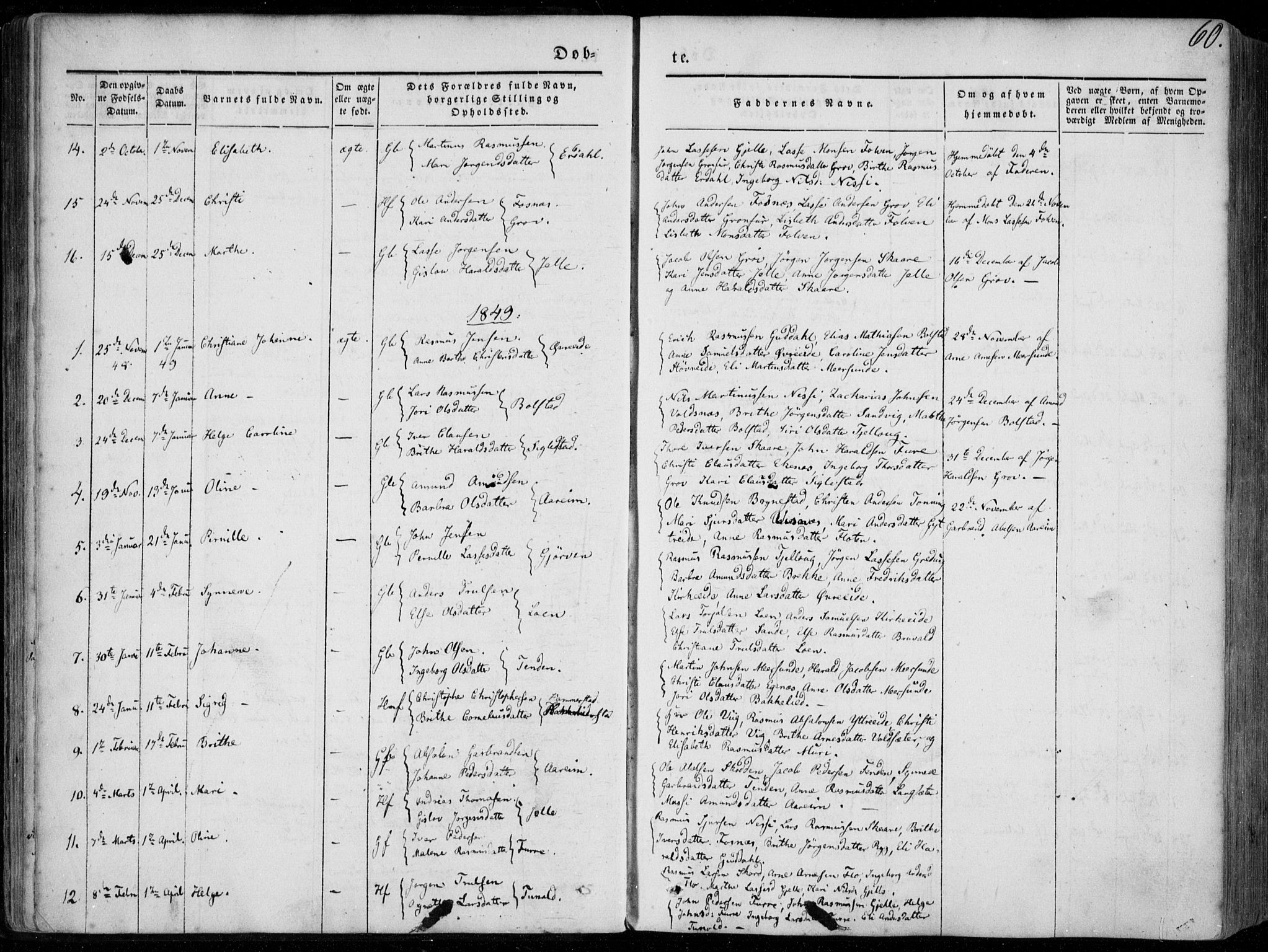 Stryn Sokneprestembete, SAB/A-82501: Parish register (official) no. A 2, 1844-1861, p. 60
