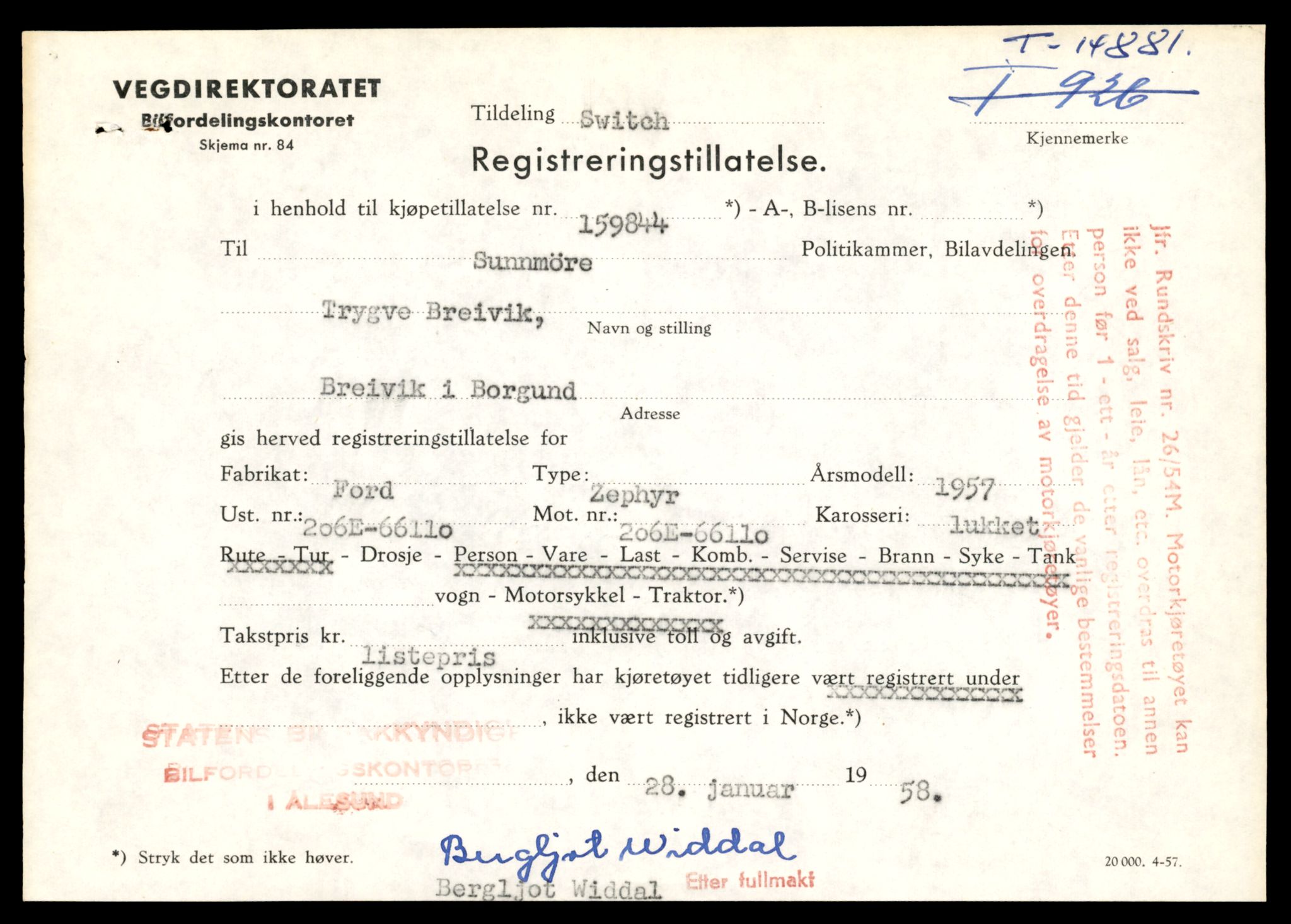 Møre og Romsdal vegkontor - Ålesund trafikkstasjon, AV/SAT-A-4099/F/Fe/L0049: Registreringskort for kjøretøy T 14864 - T 18613, 1927-1998, p. 497