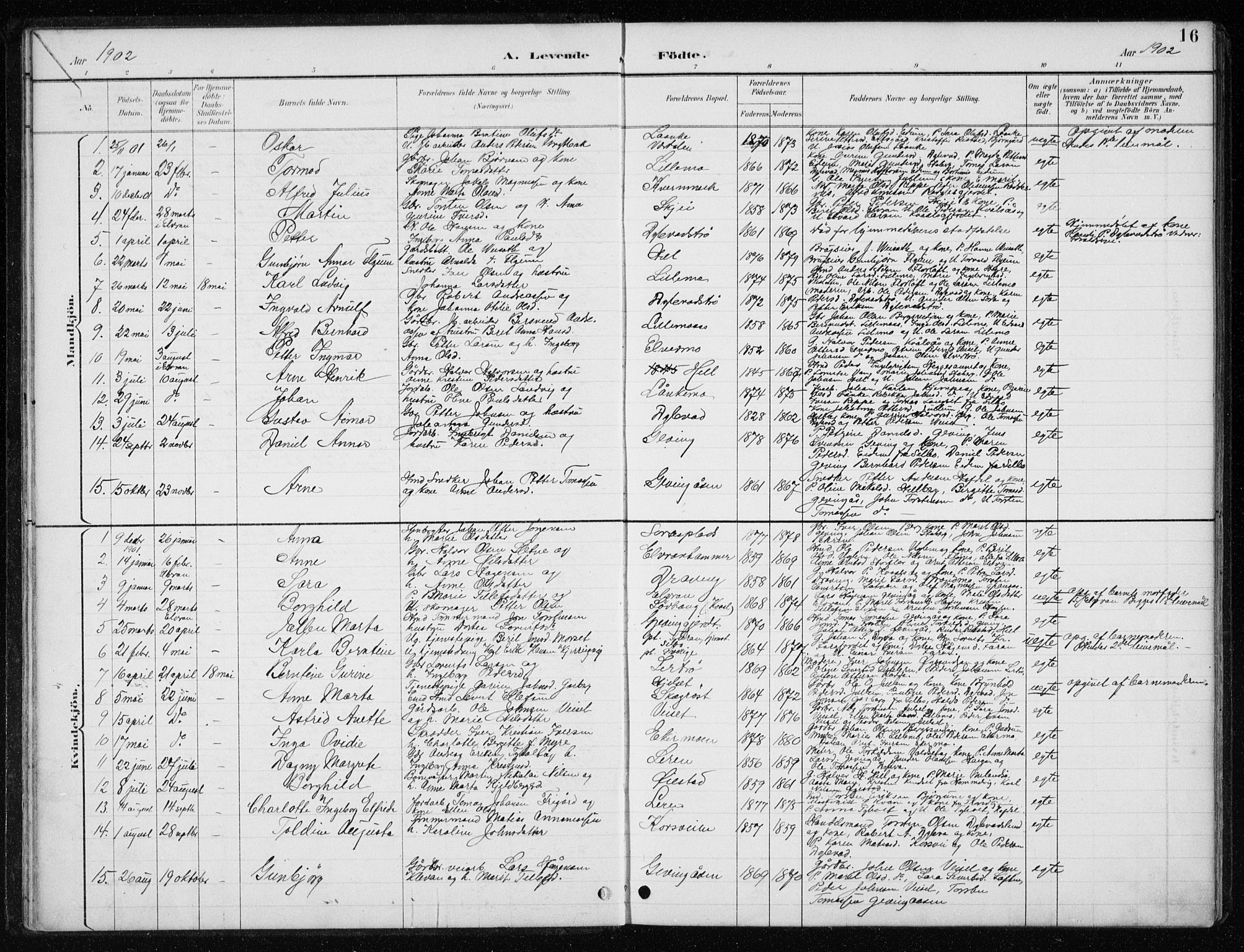 Ministerialprotokoller, klokkerbøker og fødselsregistre - Nord-Trøndelag, SAT/A-1458/710/L0096: Parish register (copy) no. 710C01, 1892-1925, p. 16