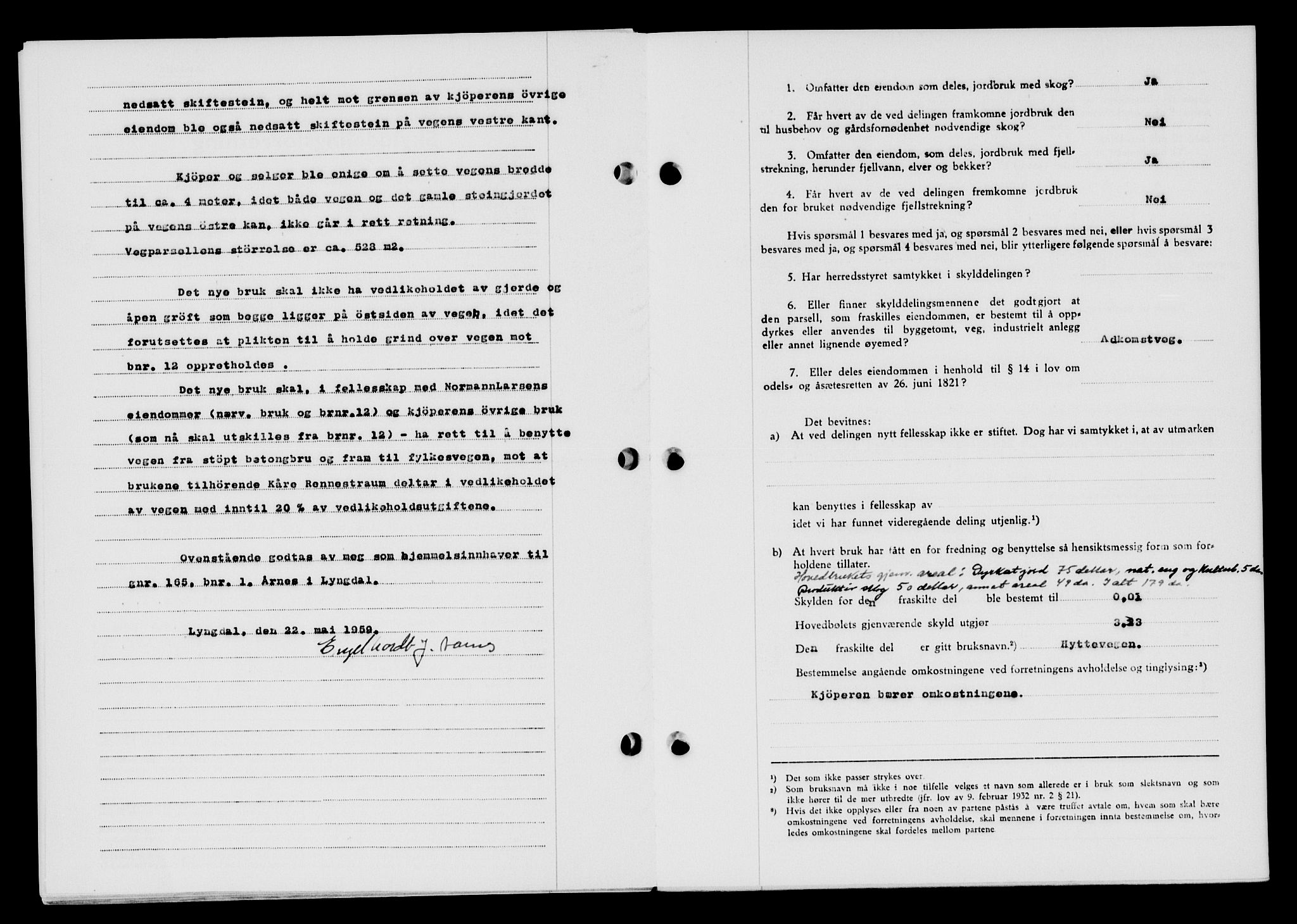 Lyngdal sorenskriveri, AV/SAK-1221-0004/G/Gb/L0678: Mortgage book no. A XXIV, 1958-1959, Diary no: : 505/1959