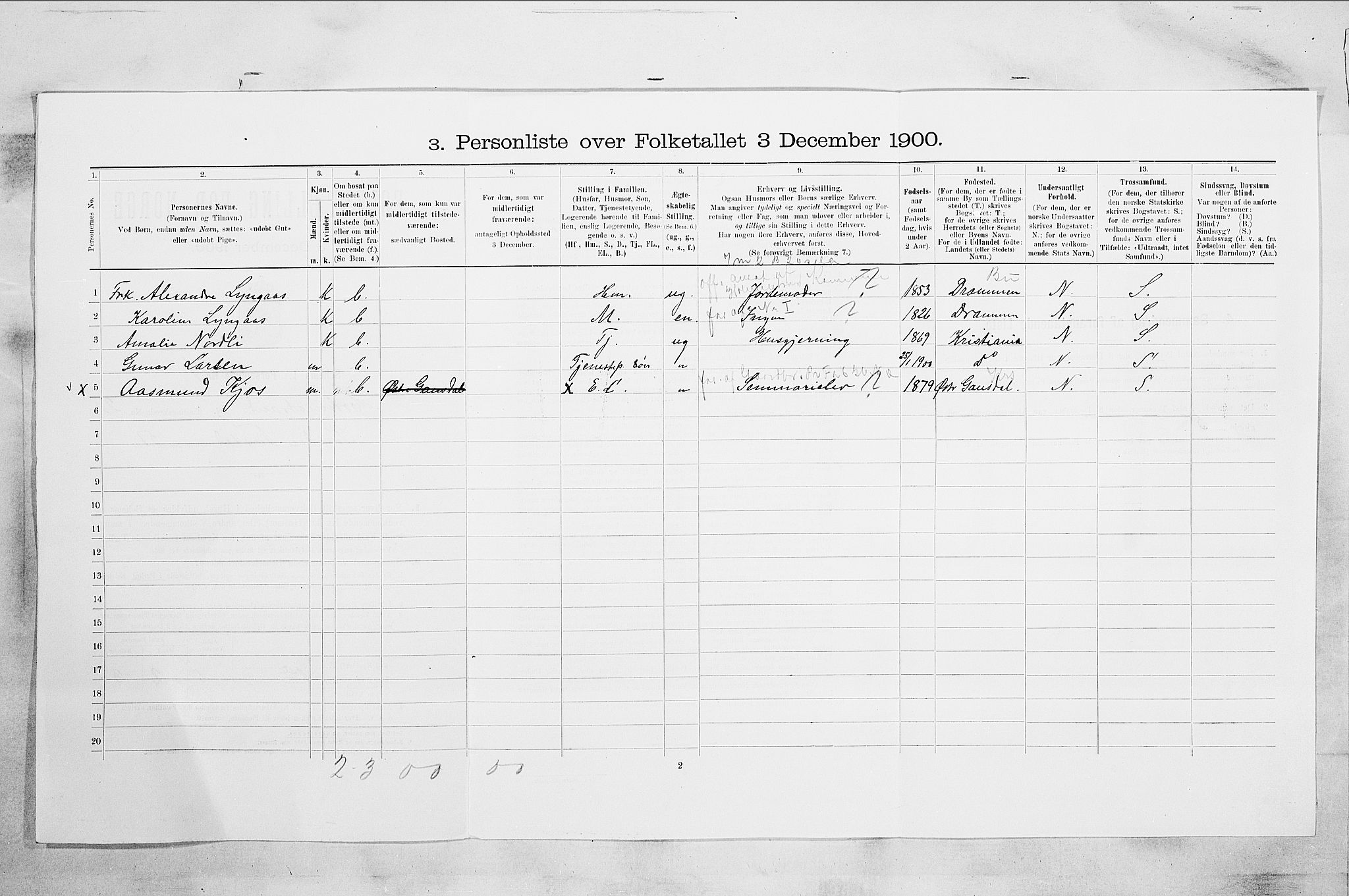 RA, 1900 census for Holmestrand, 1900, p. 510