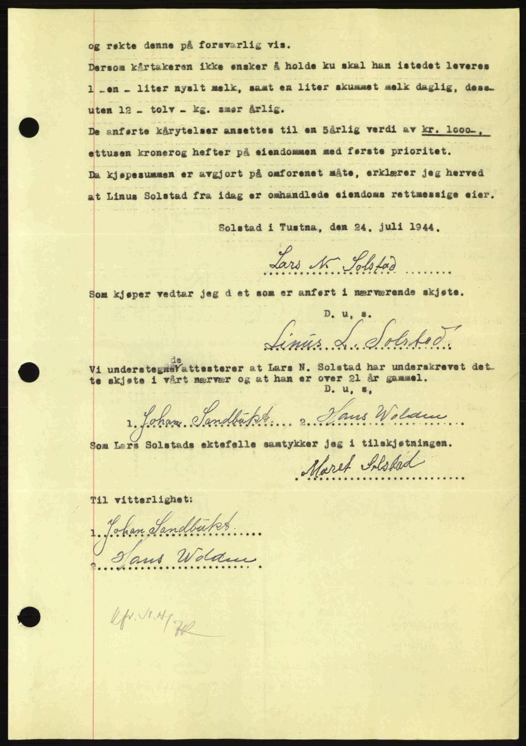 Nordmøre sorenskriveri, AV/SAT-A-4132/1/2/2Ca: Mortgage book no. A98, 1944-1944, Diary no: : 1441/1944