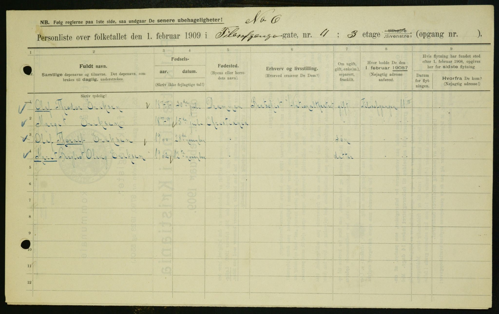 OBA, Municipal Census 1909 for Kristiania, 1909, p. 21942