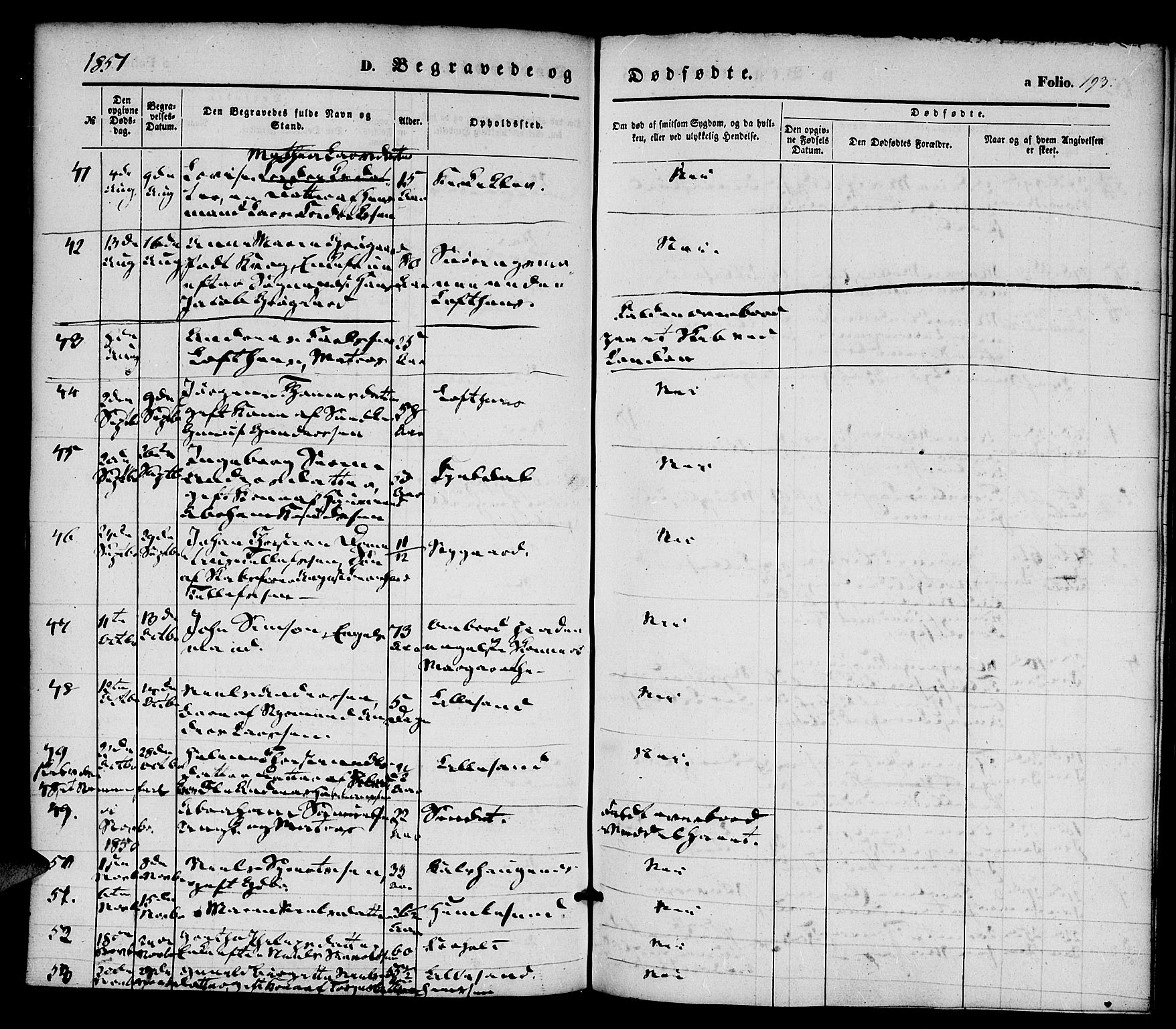 Vestre Moland sokneprestkontor, AV/SAK-1111-0046/F/Fa/Fab/L0006: Parish register (official) no. A 6, 1850-1858, p. 193