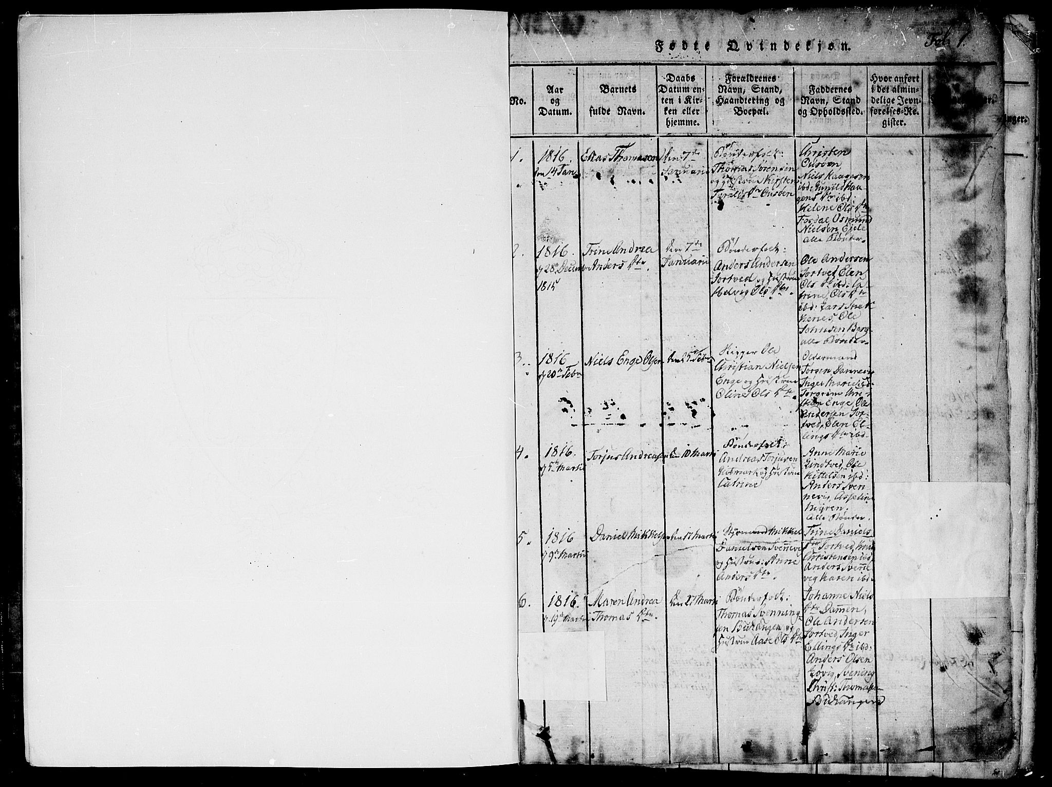 Hommedal sokneprestkontor, SAK/1111-0023/F/Fa/Faa/L0001: Parish register (official) no. A 1, 1816-1860