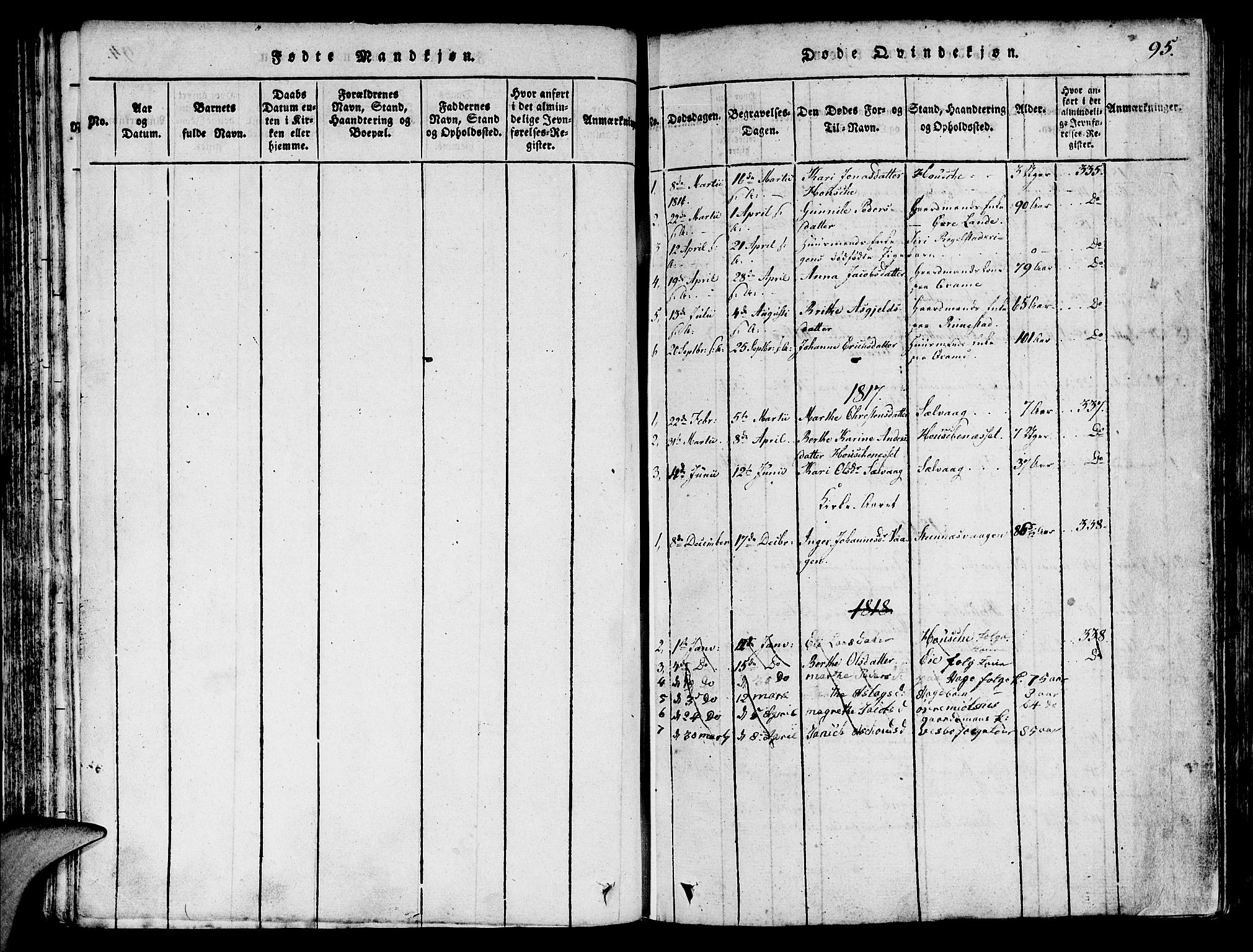 Finnøy sokneprestkontor, SAST/A-101825/H/Ha/Haa/L0006: Parish register (official) no. A 6, 1816-1846, p. 95