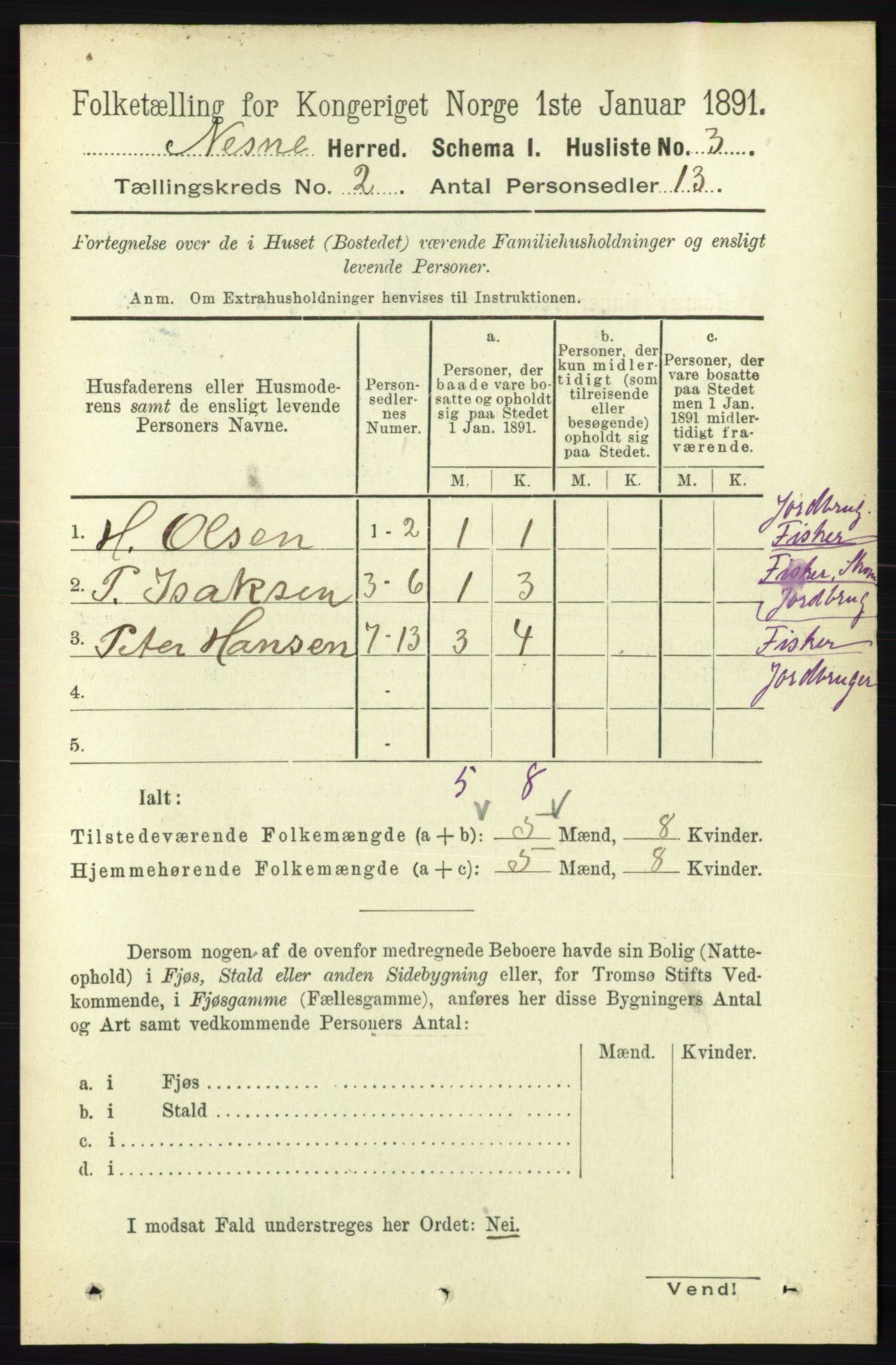 RA, 1891 census for 1828 Nesna, 1891, p. 746