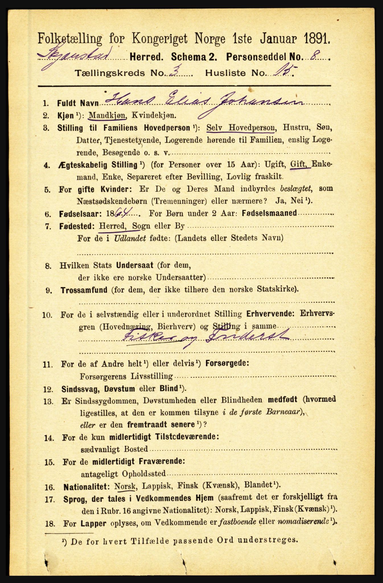 RA, 1891 census for 1842 Skjerstad, 1891, p. 826