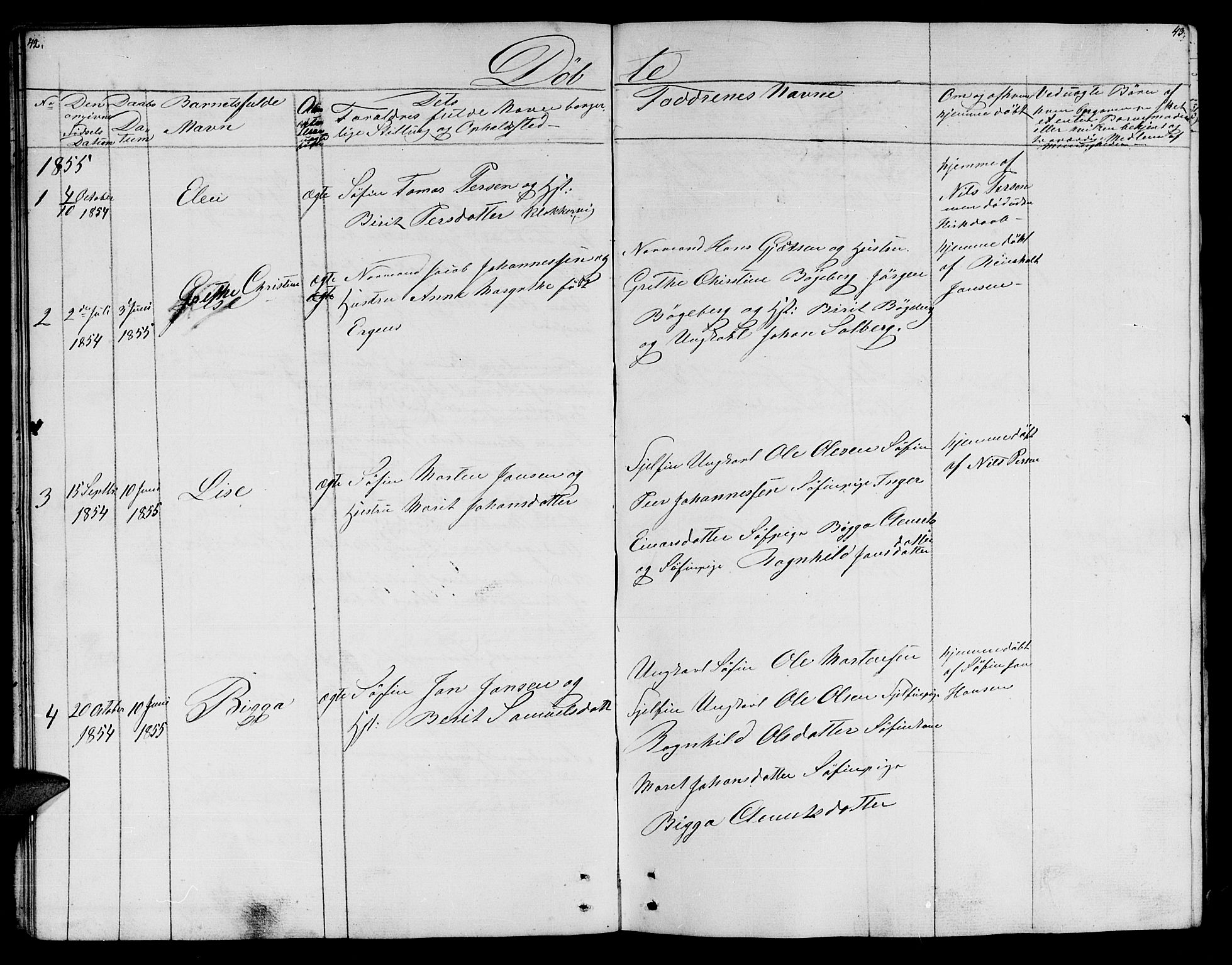 Lebesby sokneprestkontor, SATØ/S-1353/H/Hb/L0001klokker: Parish register (copy) no. 1, 1846-1862, p. 42-43