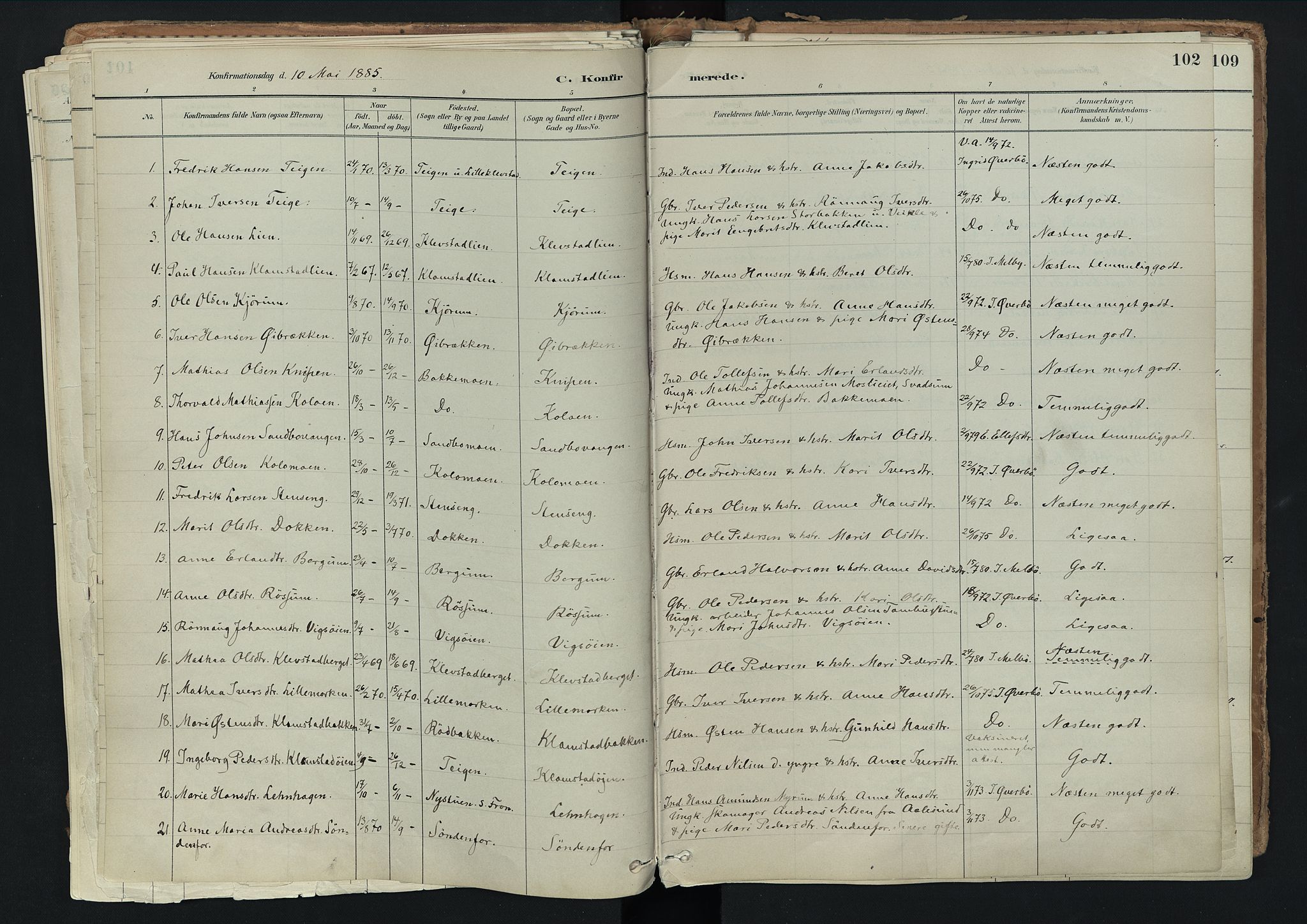 Nord-Fron prestekontor, AV/SAH-PREST-080/H/Ha/Haa/L0003: Parish register (official) no. 3, 1884-1914, p. 102