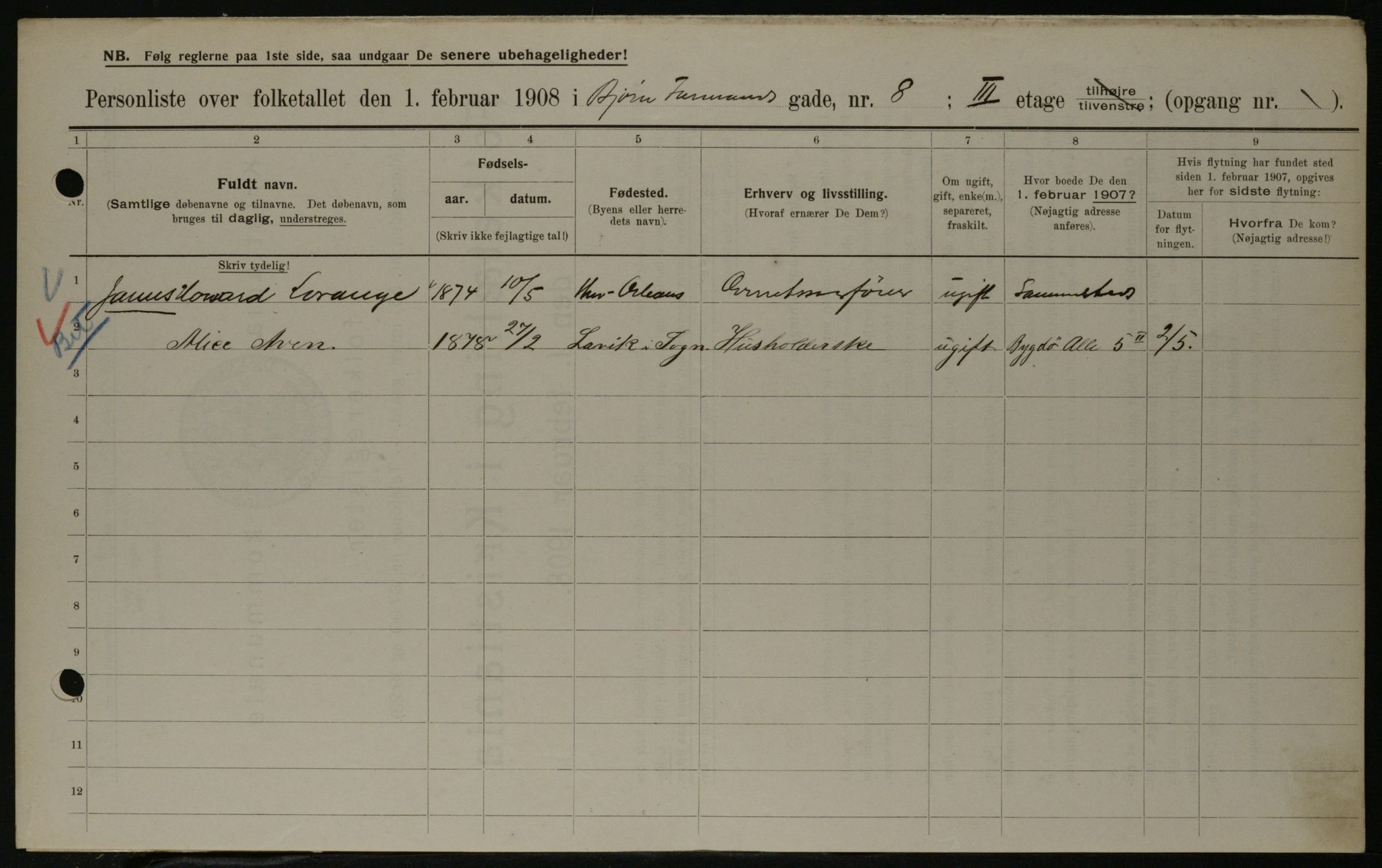 OBA, Municipal Census 1908 for Kristiania, 1908, p. 6489