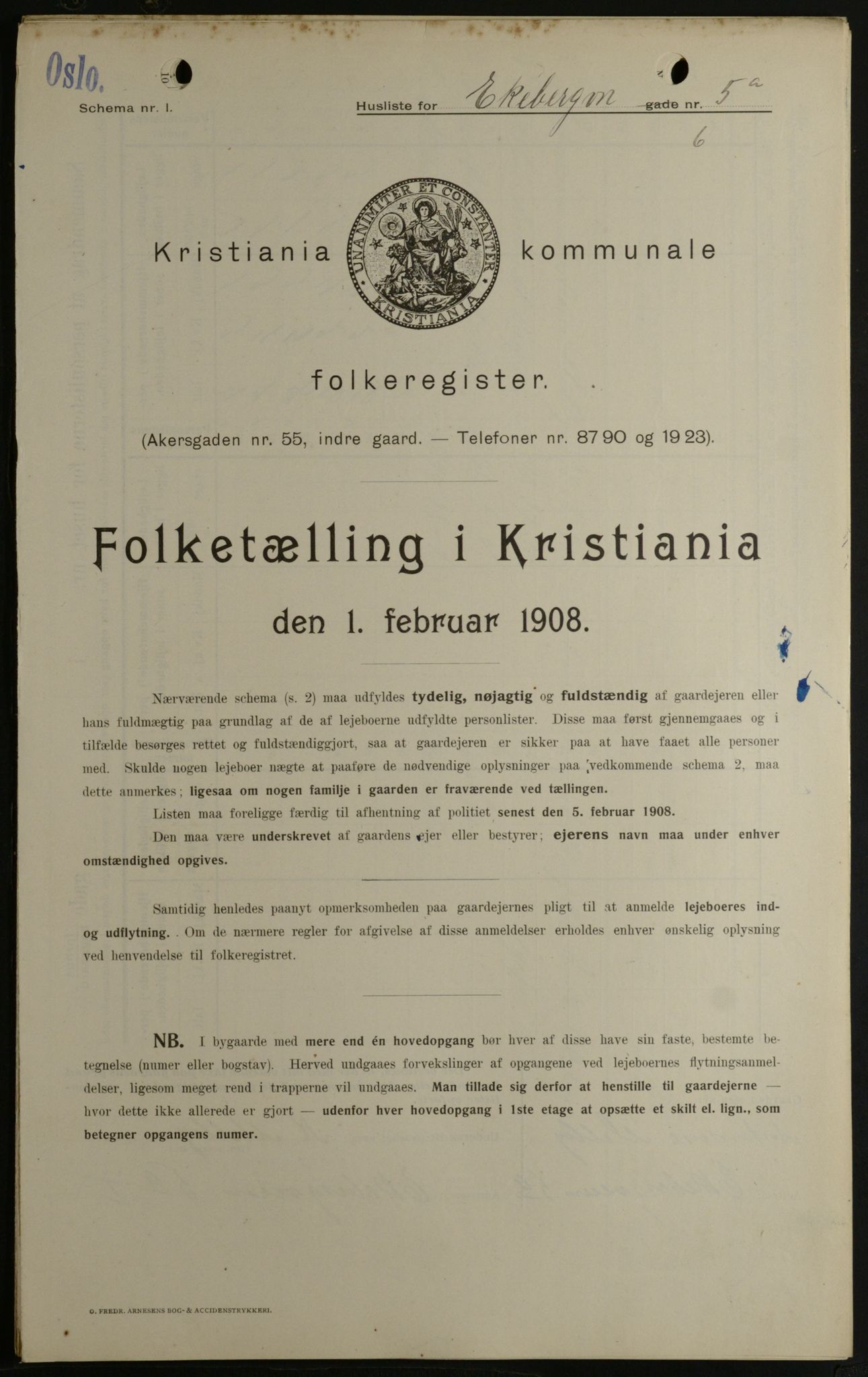 OBA, Municipal Census 1908 for Kristiania, 1908, p. 18459