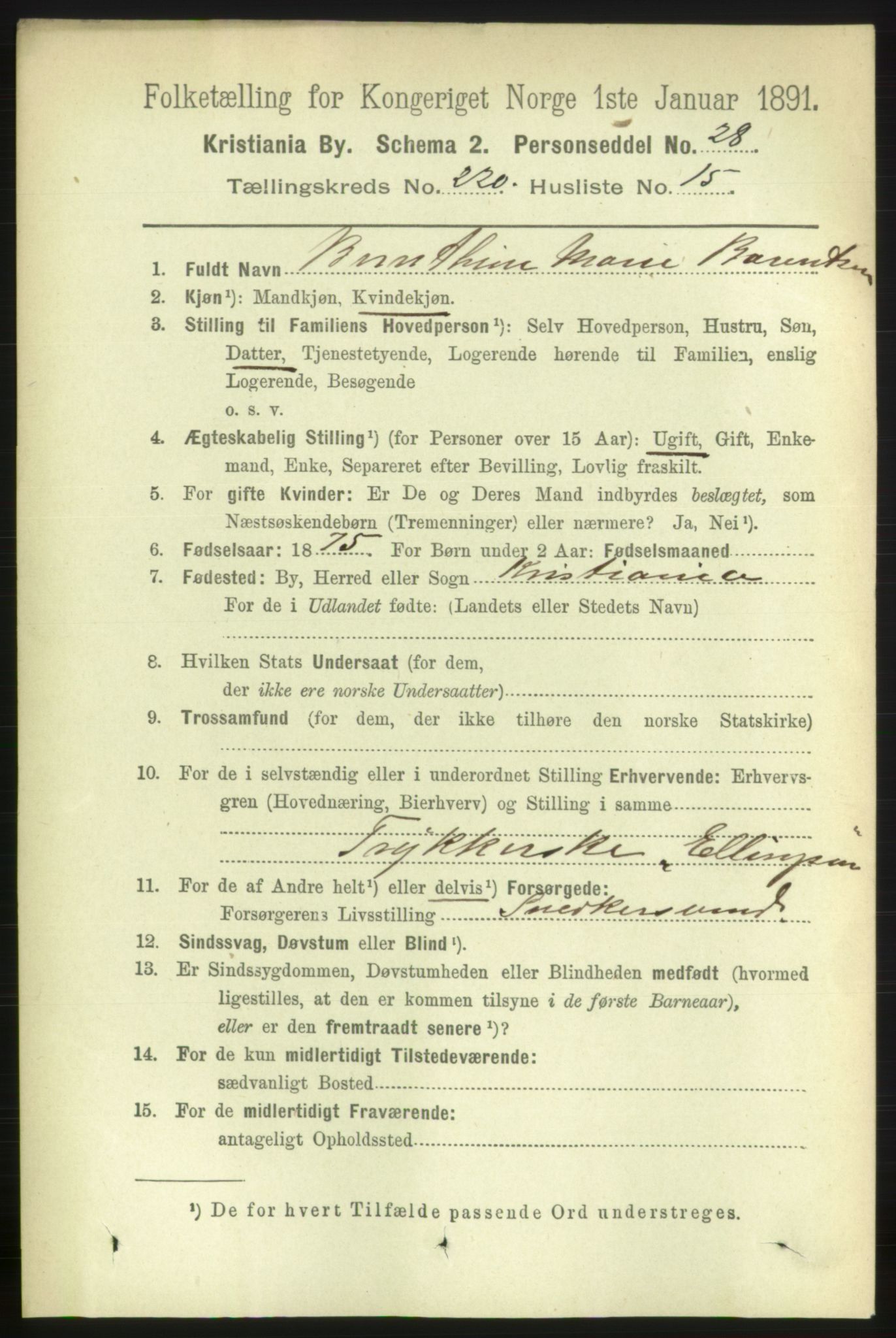 RA, 1891 census for 0301 Kristiania, 1891, p. 131426