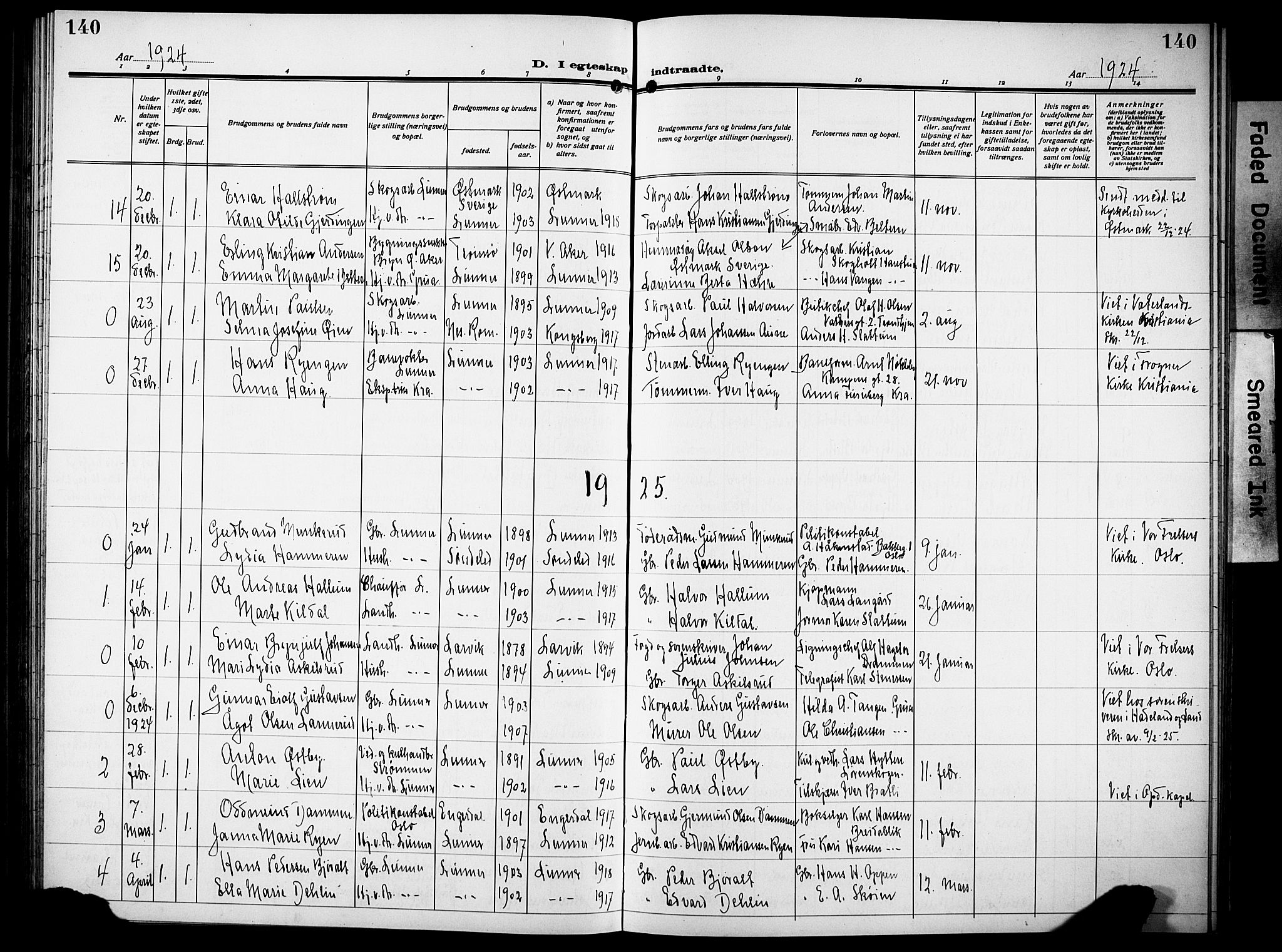 Lunner prestekontor, SAH/PREST-118/H/Ha/Hab/L0002: Parish register (copy) no. 2, 1923-1933, p. 140