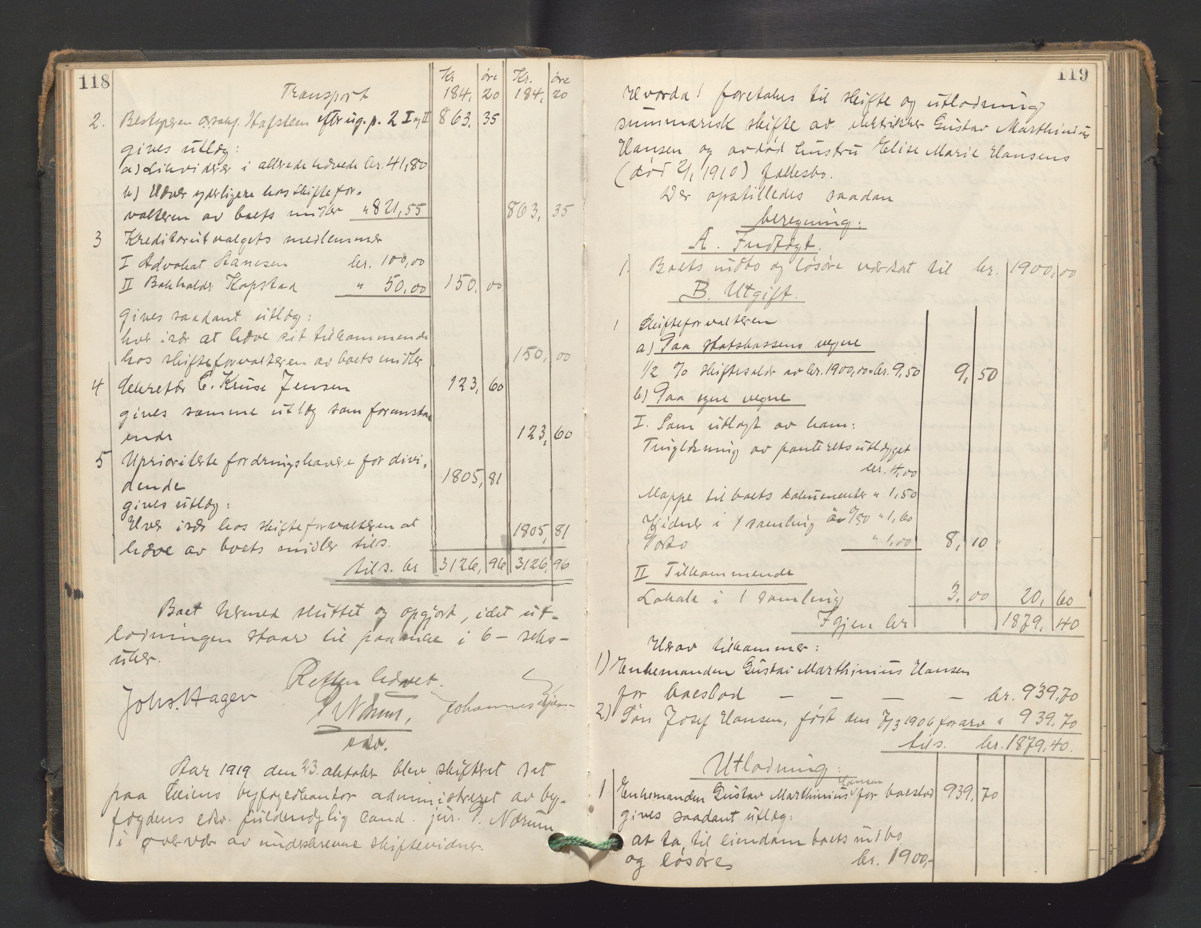Skien byfogd, AV/SAKO-A-219/H/He/L0004: Skifteutlodningsprotokoll, 1915-1925, p. 118-119
