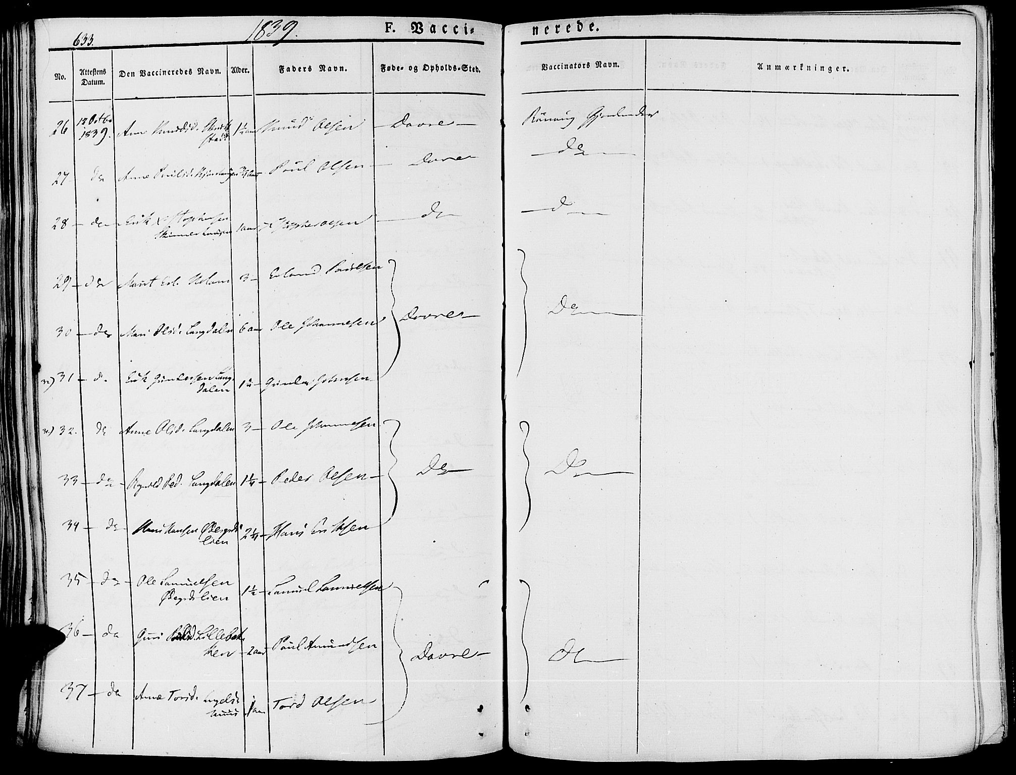 Lesja prestekontor, SAH/PREST-068/H/Ha/Haa/L0005: Parish register (official) no. 5, 1830-1842, p. 633