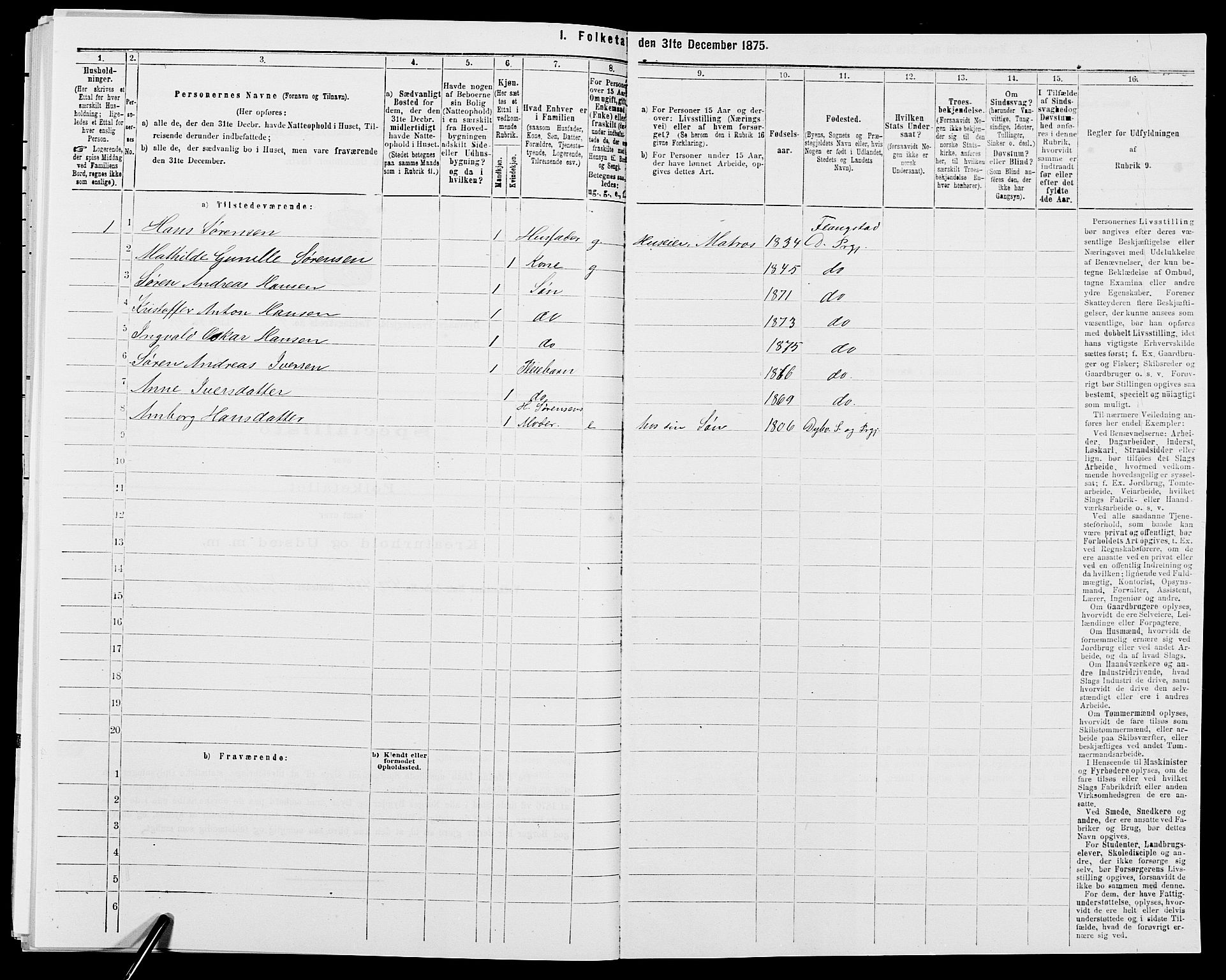 SAK, 1875 census for 0915P Dypvåg, 1875, p. 1303