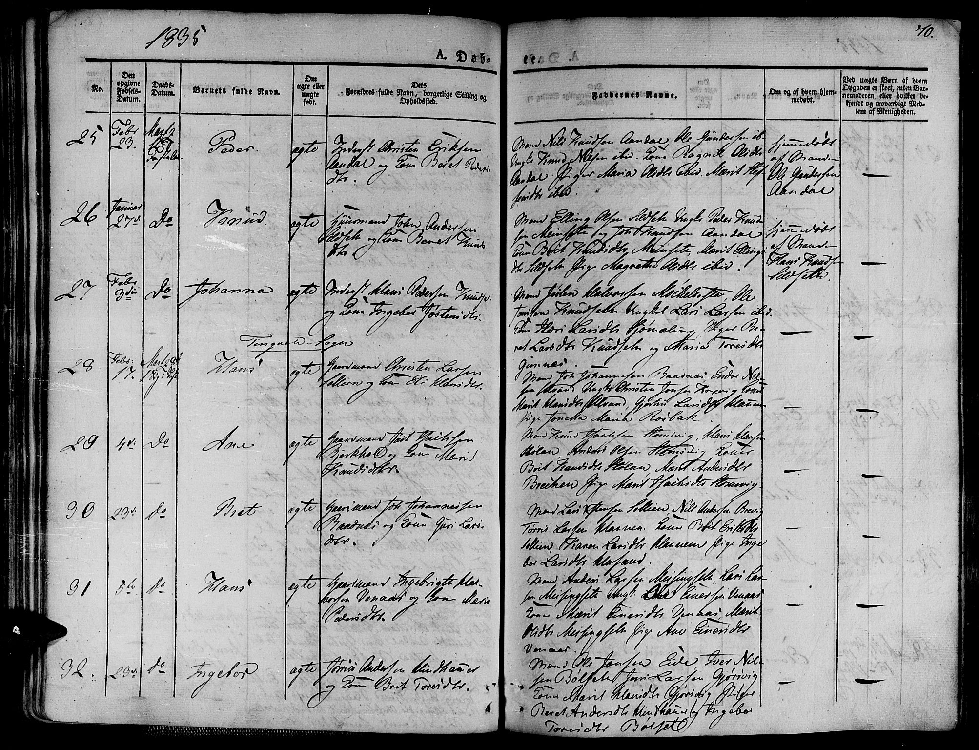 Ministerialprotokoller, klokkerbøker og fødselsregistre - Møre og Romsdal, AV/SAT-A-1454/586/L0983: Parish register (official) no. 586A09, 1829-1843, p. 70