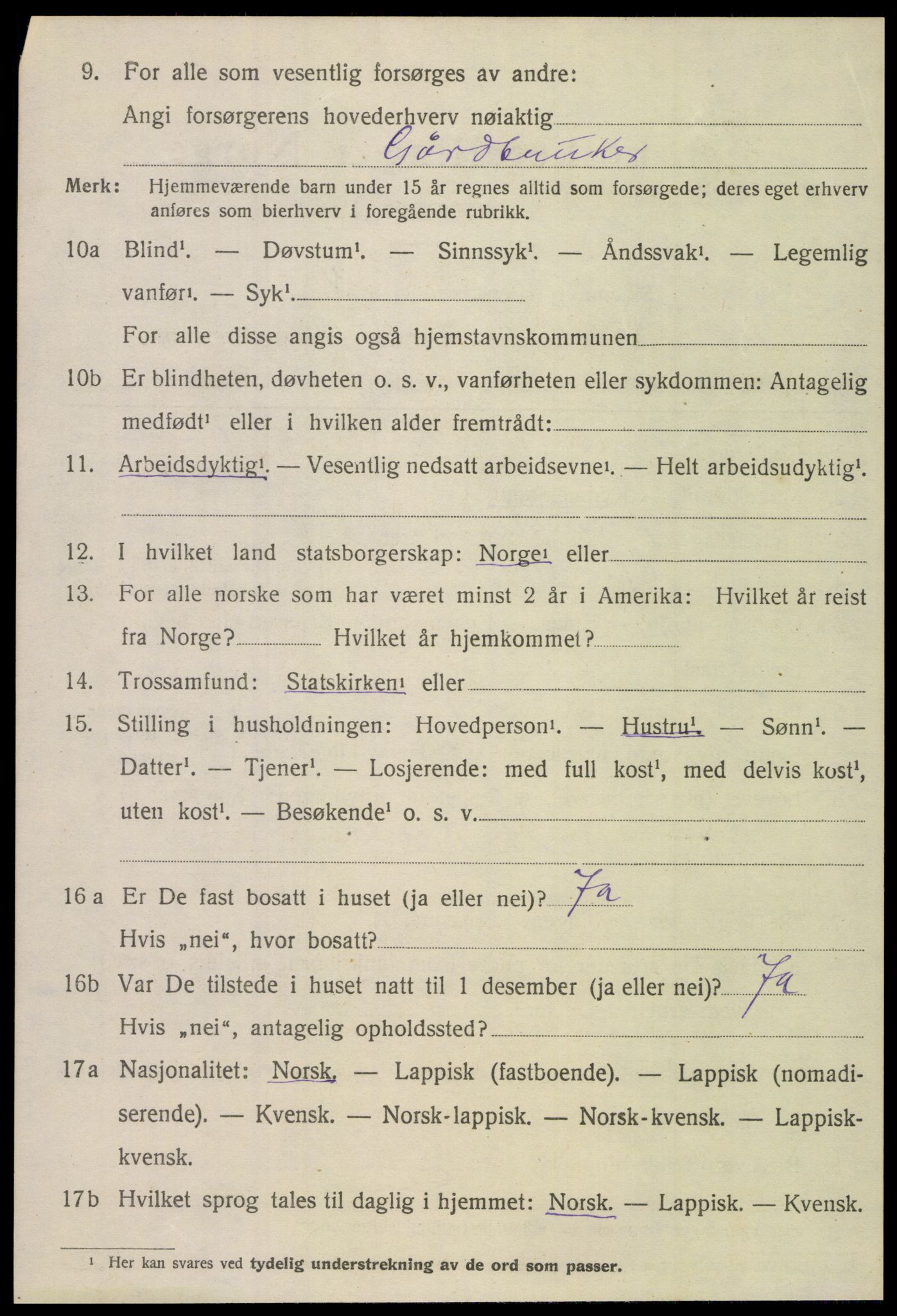 SAT, 1920 census for Gildeskål, 1920, p. 2409