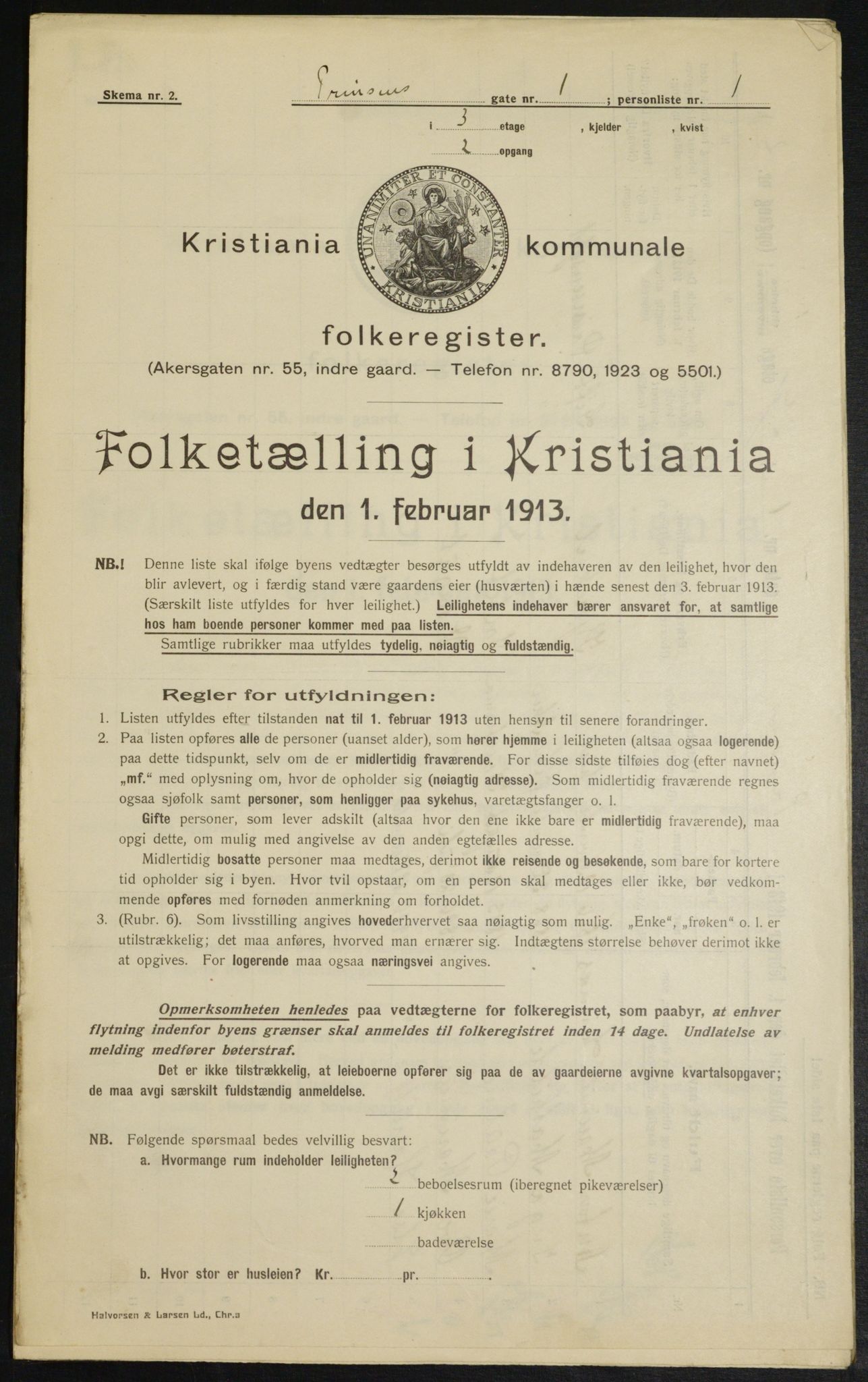 OBA, Municipal Census 1913 for Kristiania, 1913, p. 81308