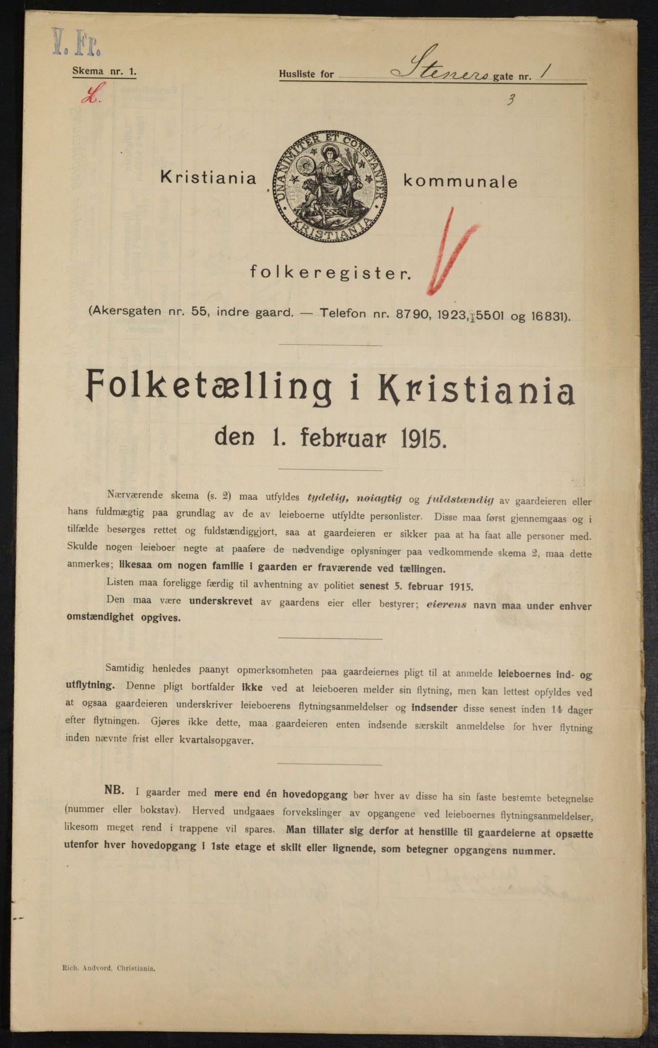 OBA, Municipal Census 1915 for Kristiania, 1915, p. 101392